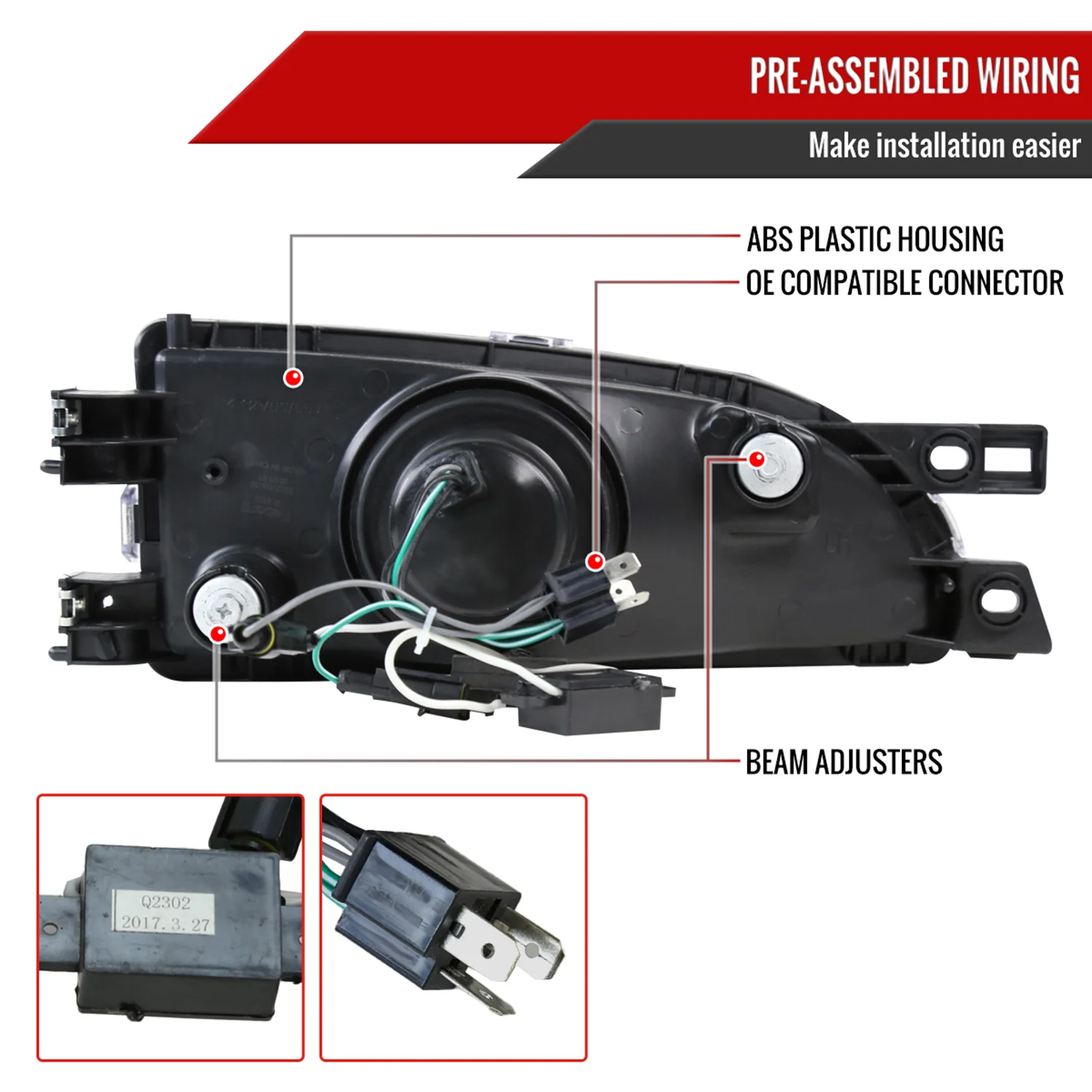 1995-2001 Subaru Impreza Retro Style Projector Headlights Matte Black/Clear - Image 7