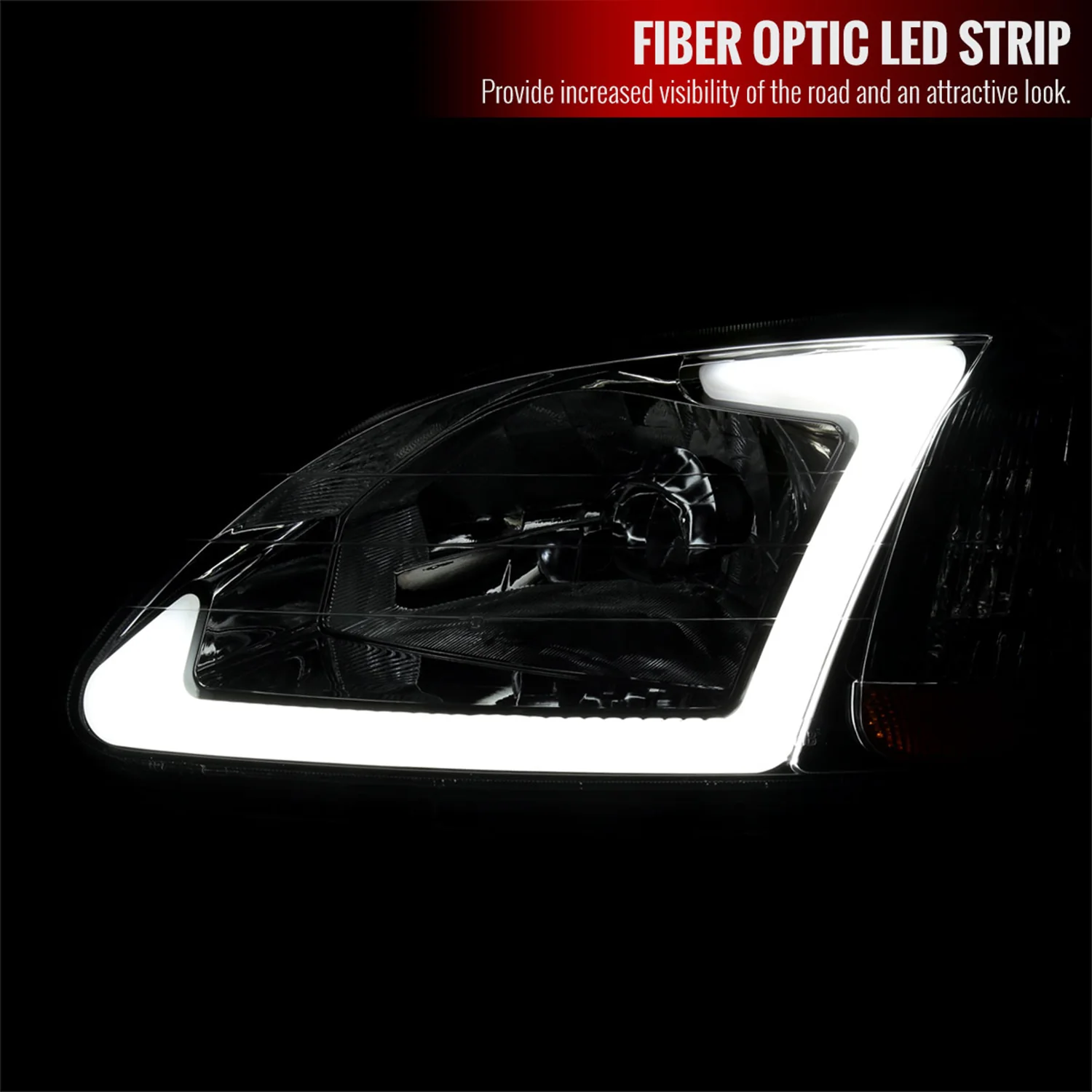 1996-1998 Honda Civic Coupe/Sedan LED Bar Factory Headlights Chrome/Clear - Image 2