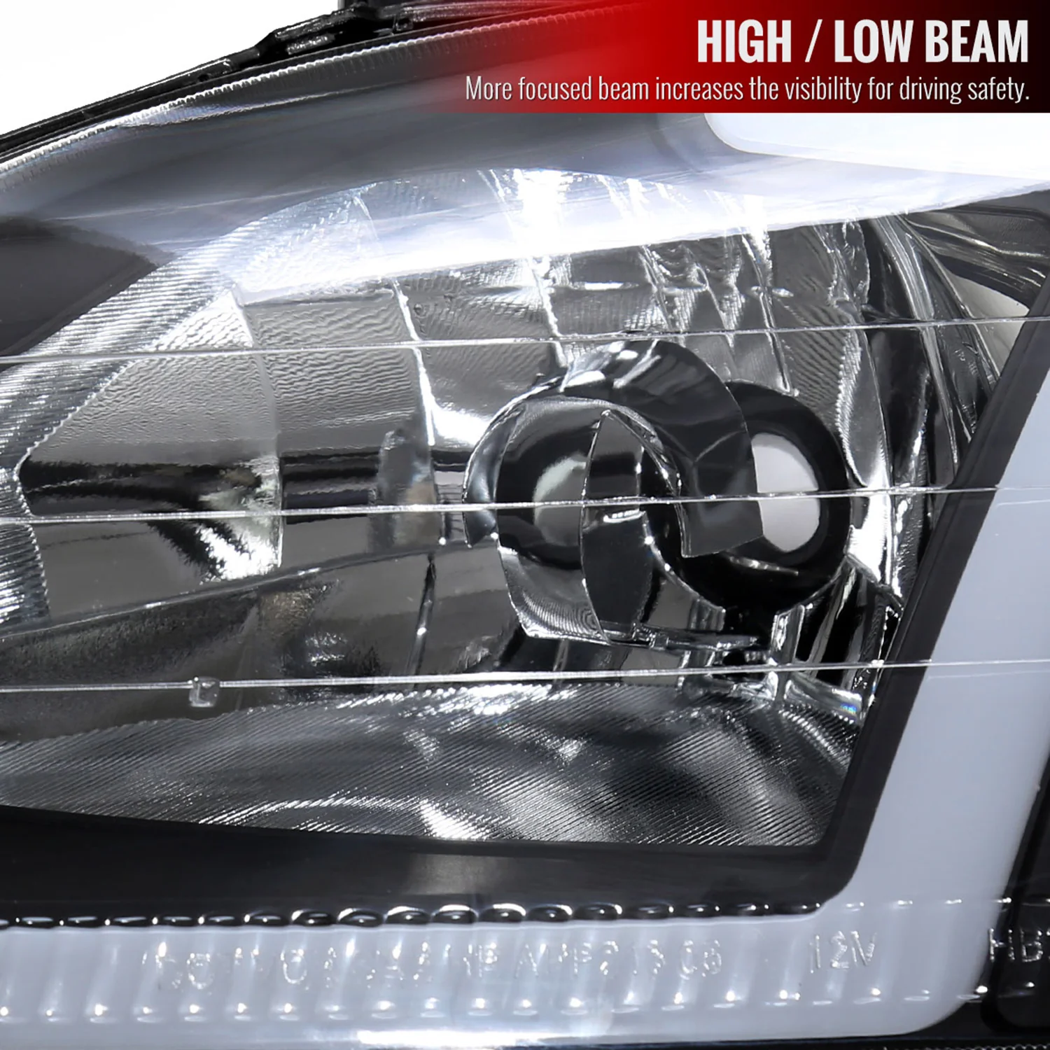 1996-1998 Honda Civic Coupe/Sedan LED Bar Factory Headlights Matt Black - Image 3