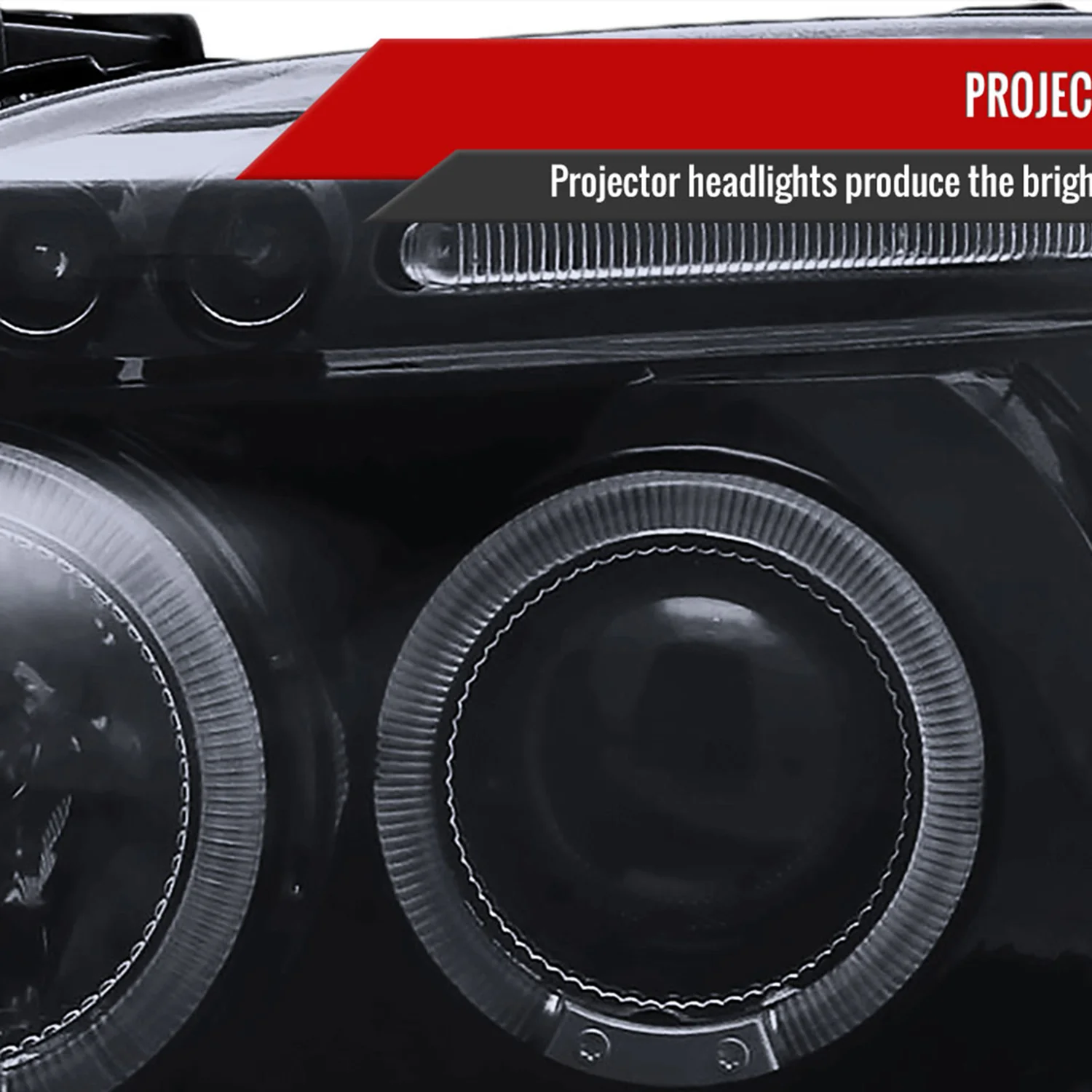1996-1998 Honda Civic Dual Halo Projector Headlights Glossy Black/Smoke Lens - Image 3