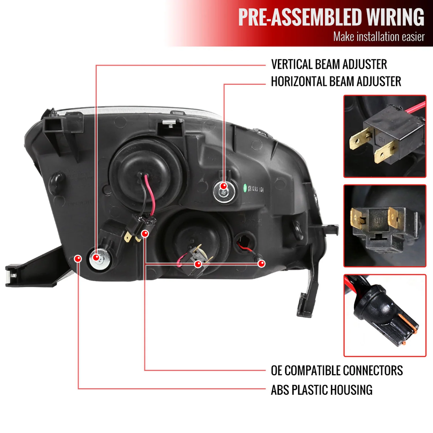 1997-2001 Honda Prelude Projector Headlights SMD LED Light Strip Matt Black - Image 7