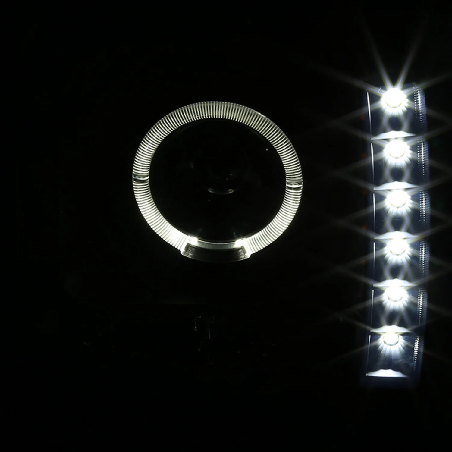 1997-2001 Jeep Cherokee Halo Projector Headlights SMD LED Light Black/Smoke - Image 2