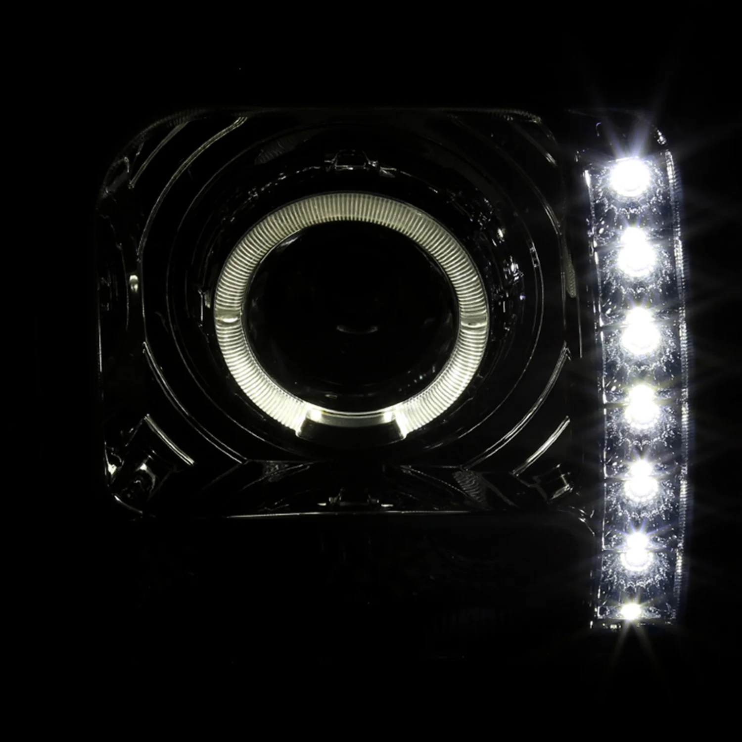 1997-2001 Jeep Cherokee Halo Projector Headlights SMD LED Light Chrome/Smoke - Image 2