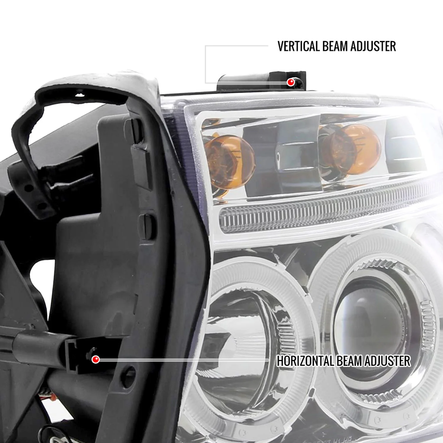 1997-2004 Dodge Dakota/ 1998-2003 Durango Dual Halo Projector Headlights Chrome - Image 7