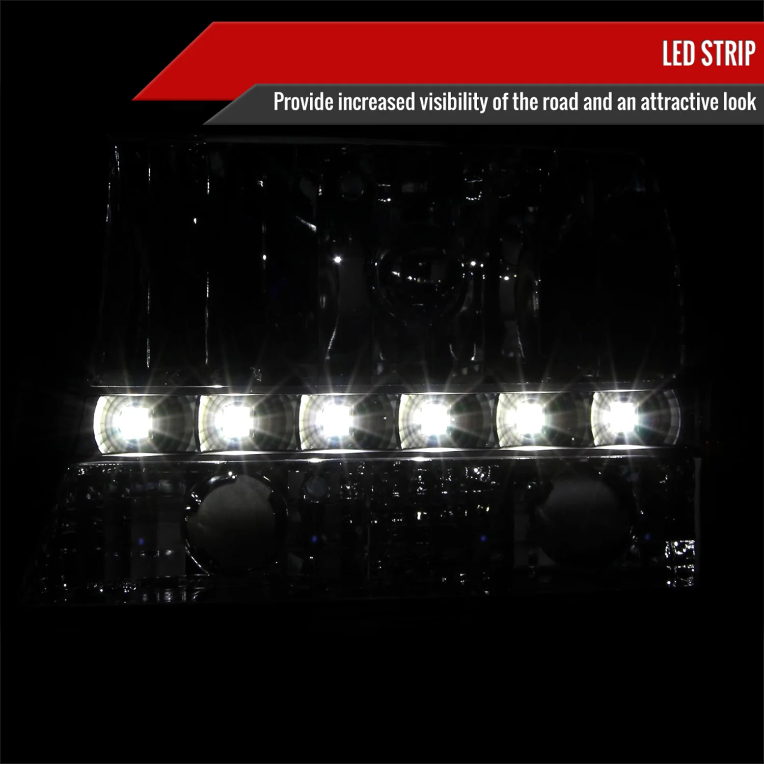 1997-2004 Dodge Dakota/ 1998-2003 Durango LED Factory Crystal Headlights Black - Image 2
