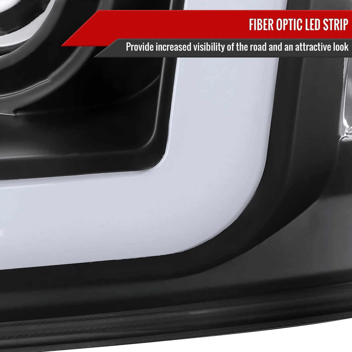 1997-2004 Ford F-150 / 1997-2002 Expedition LED C-Bar Projector Headlights Black - Image 6