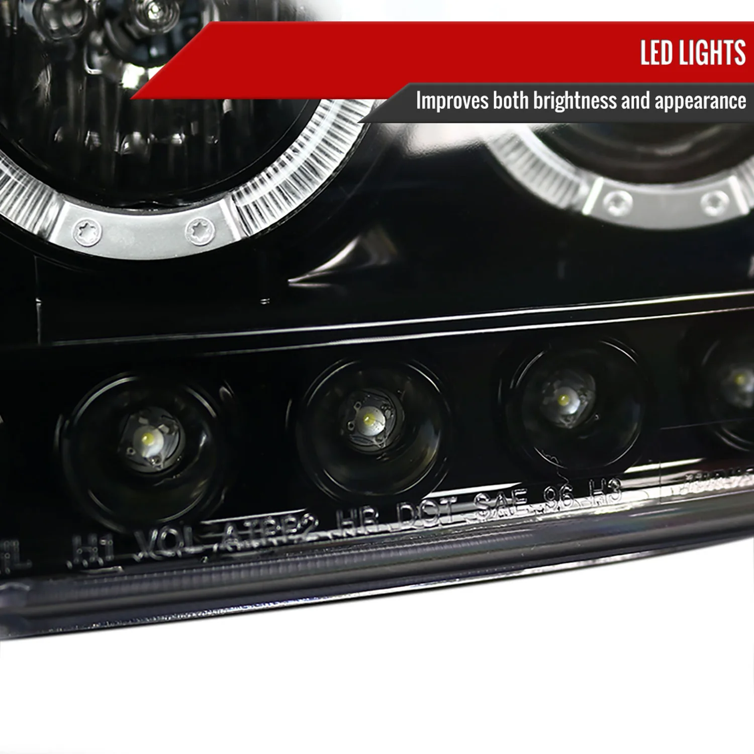 1997-2004 Ford F-150 / Expedition Dual Halo Projector Headlights Jet Black - Image 5