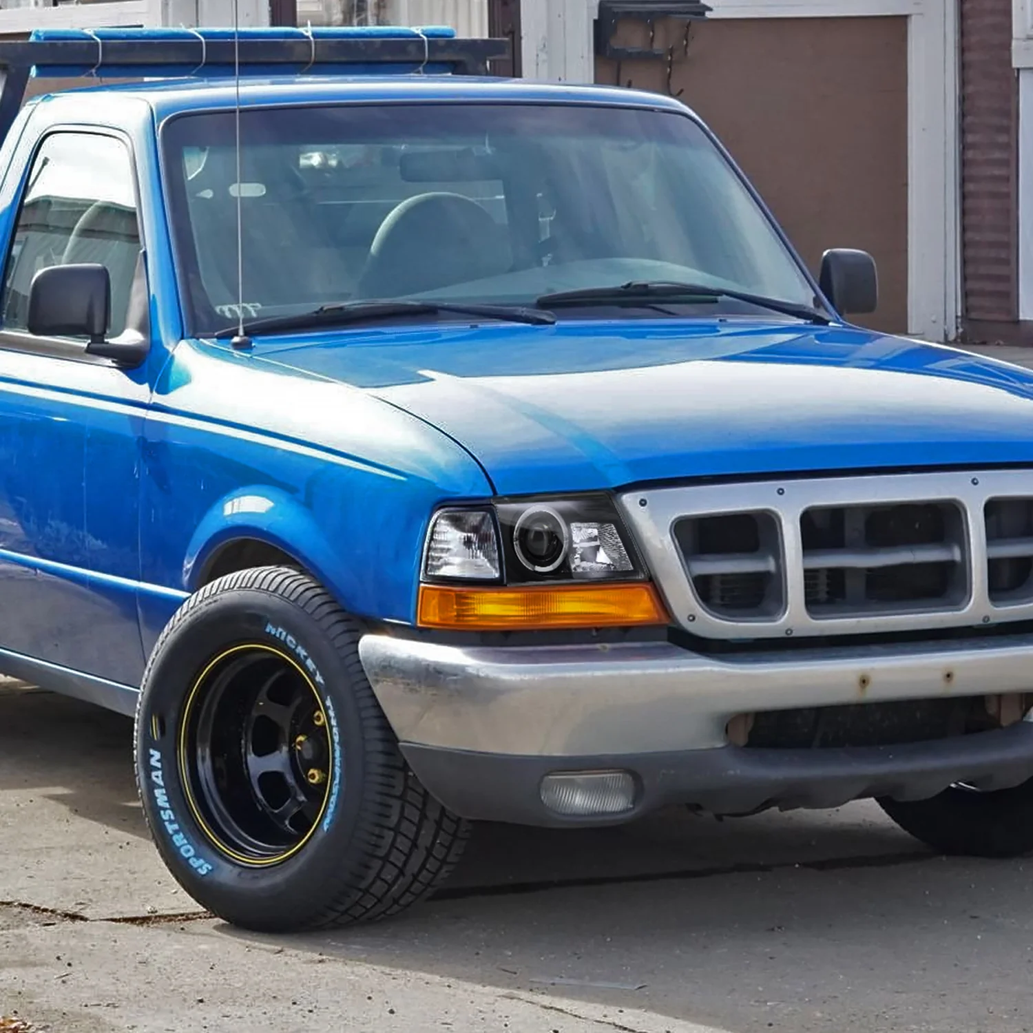 1998-2000 Ford Ranger Halo Projector Headlights Matte Black/Clear Lens - Image 9