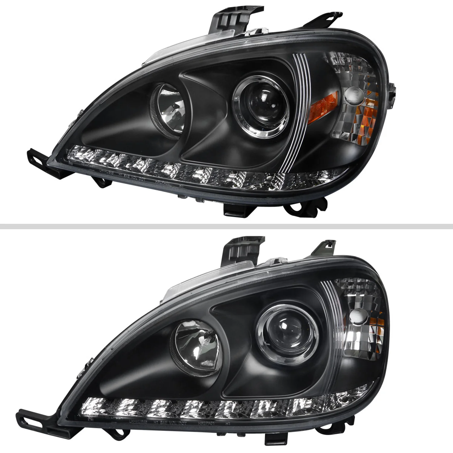 1998-2001 Mercedes Benz W163 ML Class Projector Headlights SMD LED Light Black - Image 2