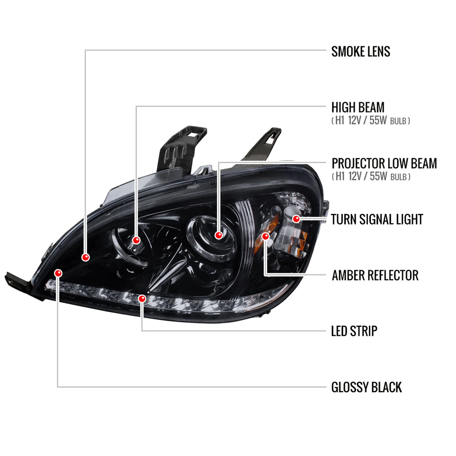 1998-2001 Mercedes Benz W163 ML Class Projector Headlights SMD LED Light Smoke - Image 8