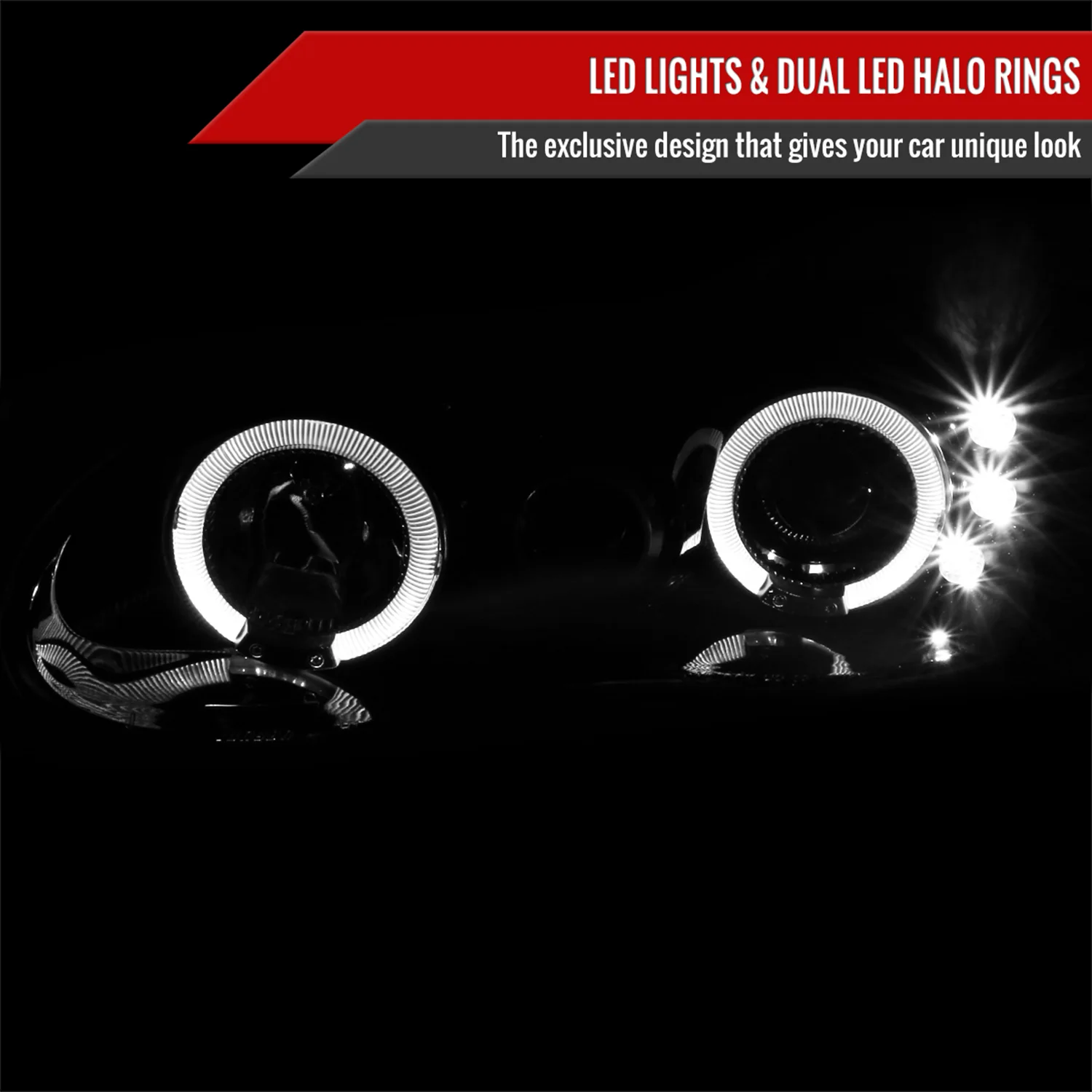 1998-2002 Chevy Camaro Dual Halo Projector Headlights Glossy Black/Smoke Lens - Image 2