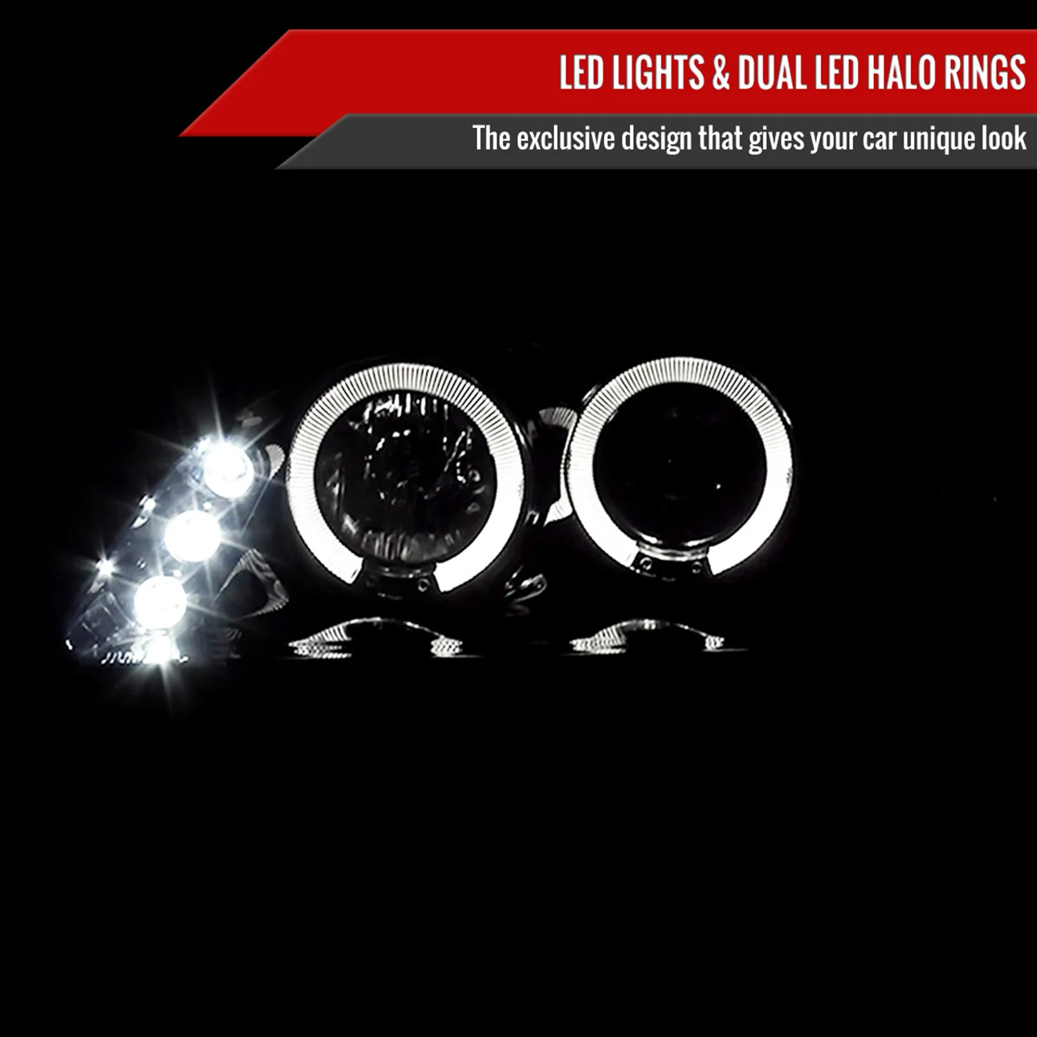 1998-2002 Honda Accord Dual Halo Projector Headlights Glossy Black/Smoke Lens - Image 2
