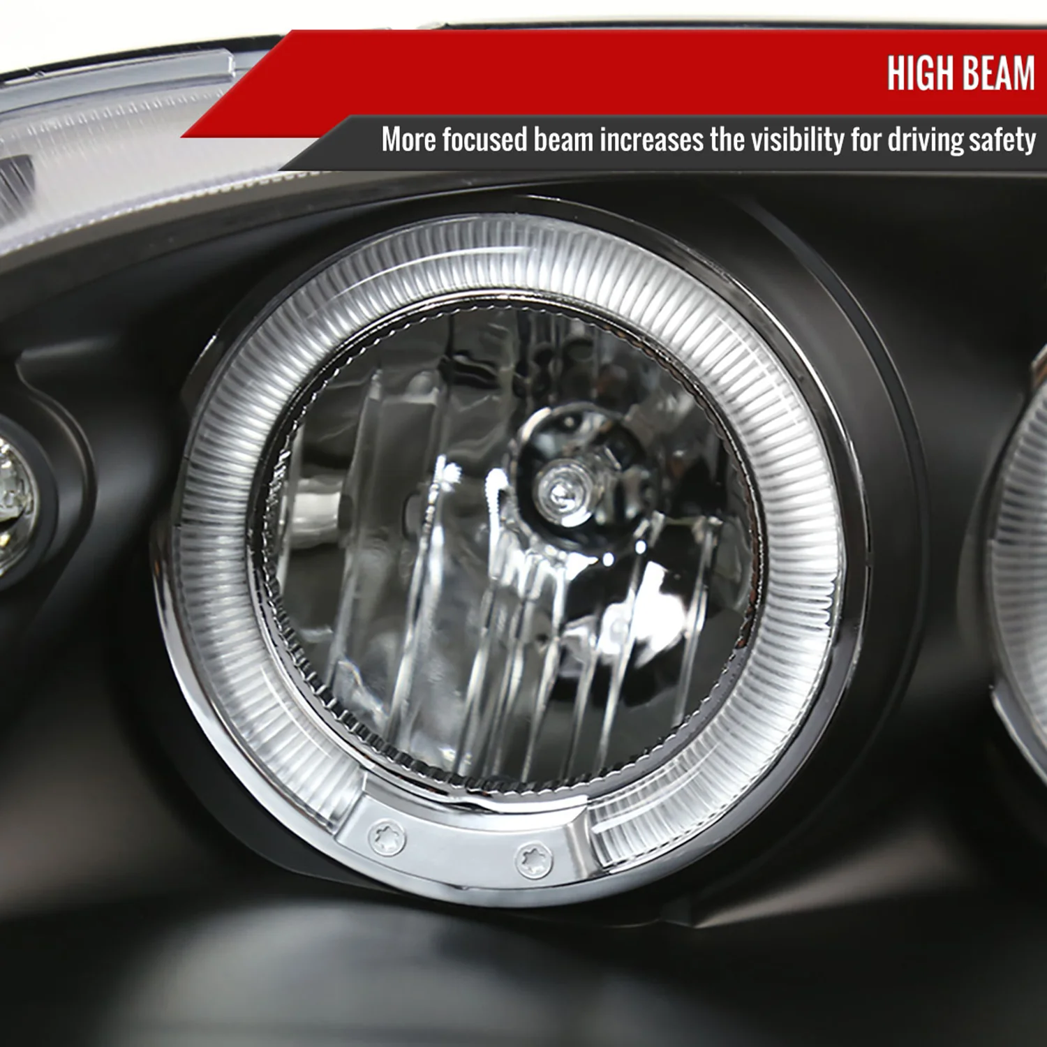 1998-2002 Honda Accord Dual Halo Projector Headlights Matte Black/Clear Lens - Image 4