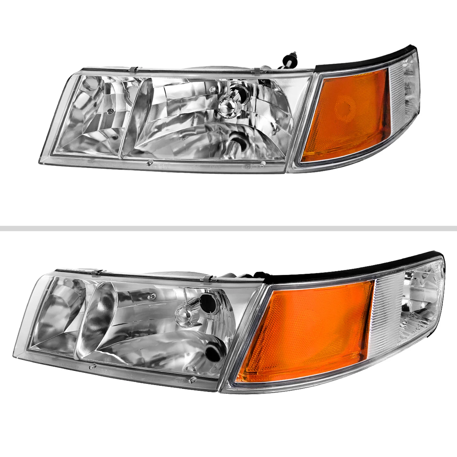 1998-2002 Mercury Grand Marquis Factory Headlights Corner Signal Chrome - Image 2