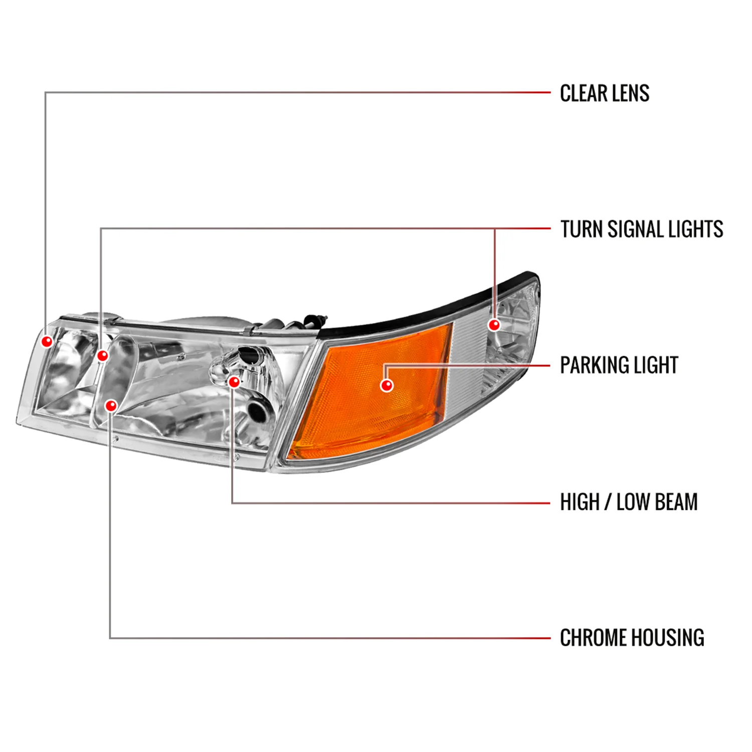 1998-2002 Mercury Grand Marquis Factory Headlights Corner Signal Chrome - Image 8