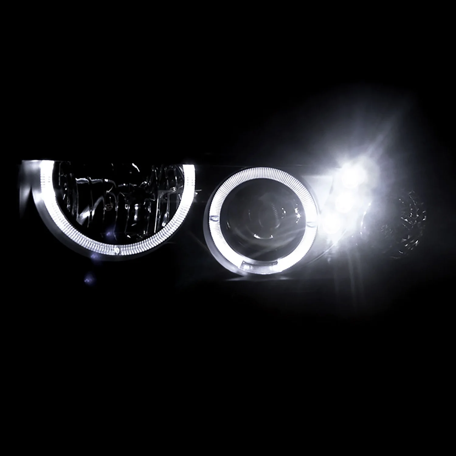 1998-2004 Chevy S10 Blazer Dual Halo Projector Headlights Bumper Lights Black - Image 2