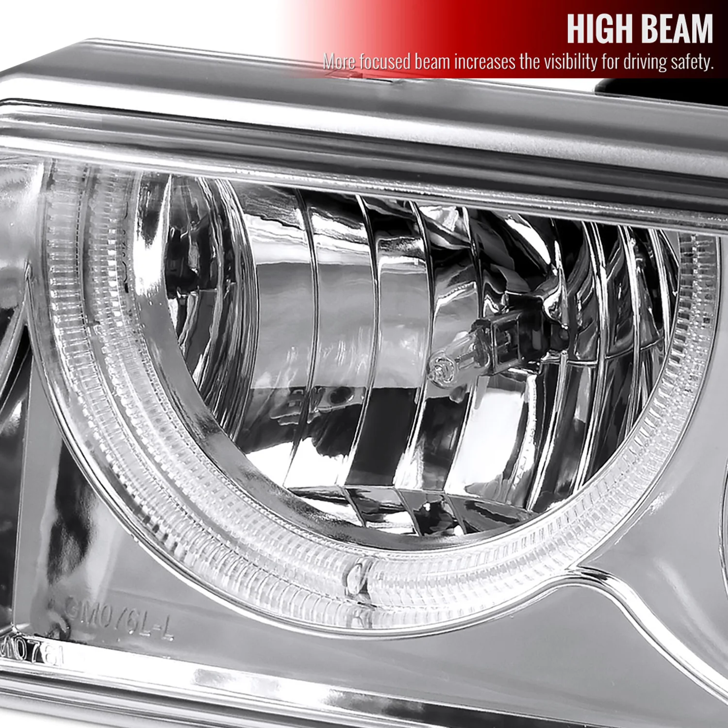 1998-2004 Chevy S10 Blazer Dual Halo Projector Headlights Bumper Lights Chrome - Image 4