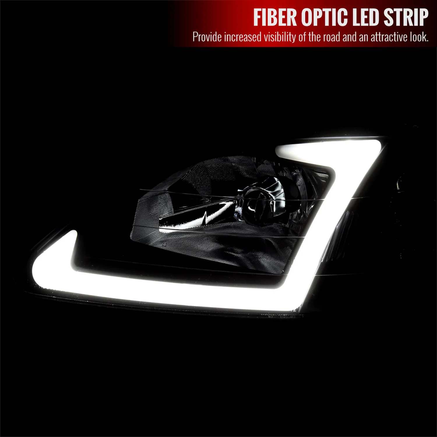 1999-2000 Honda Civic Coupe/Sedan LED Bar Factory Headlights Matt Black/Clear - Image 2