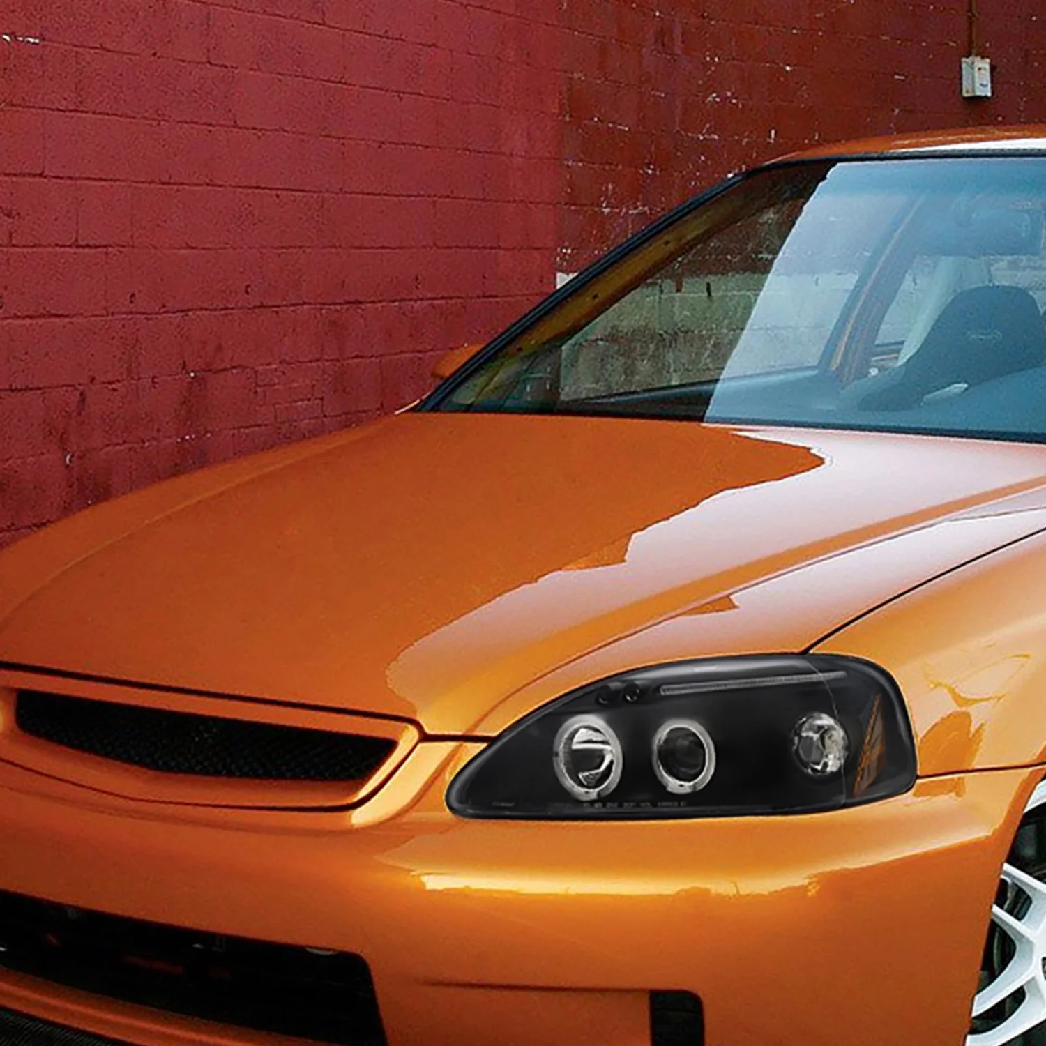 1999-2000 Honda Civic Dual Halo Projector Headlights Matte Black/Clear Lens - Image 10