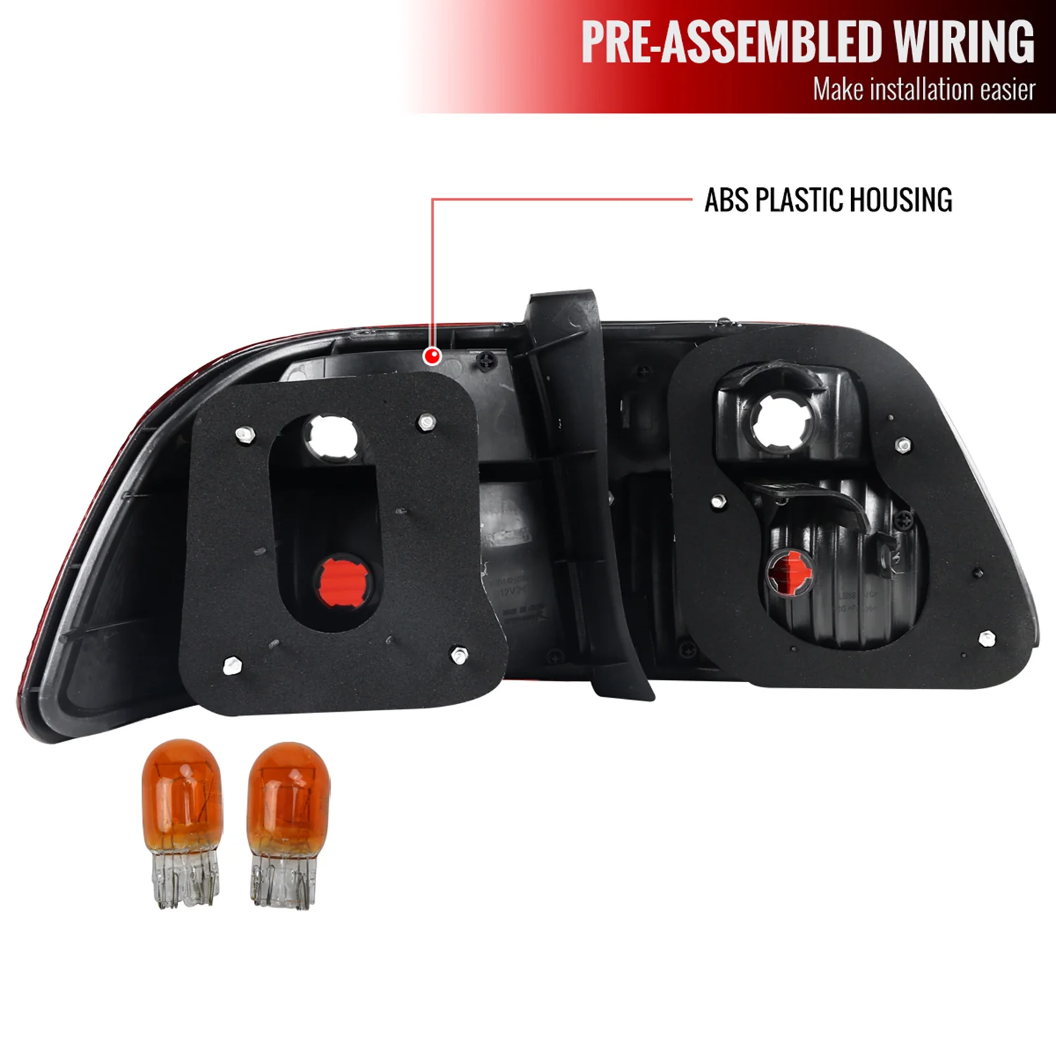 1999-2000 Honda Civic Sedan Tail Lights Chrome Housing/Red Clear Lens - Image 9
