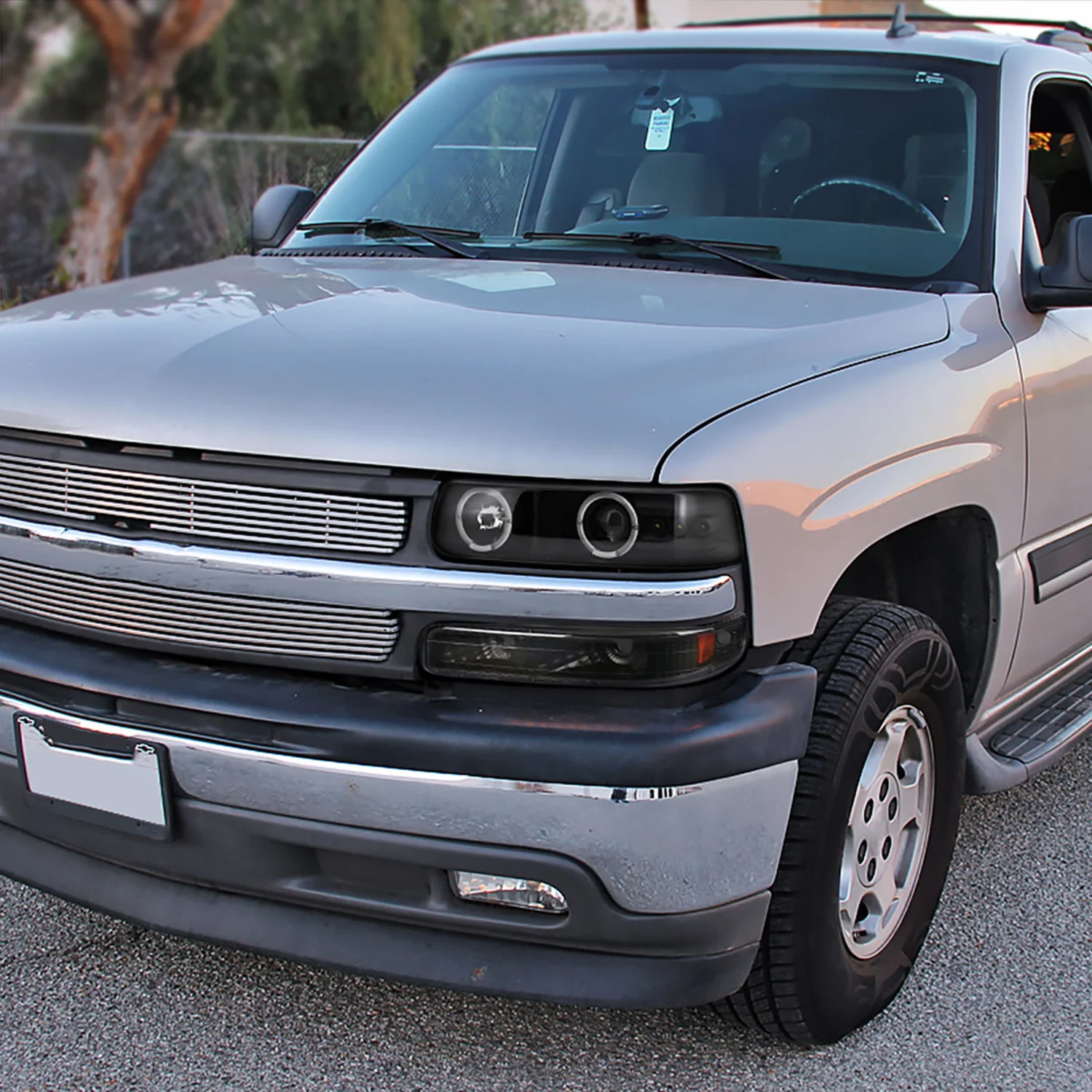 1999-2002 Chevy Silverado/ 00-2006 Tahoe Suburban Dual Halo Headlights Black - Image 10