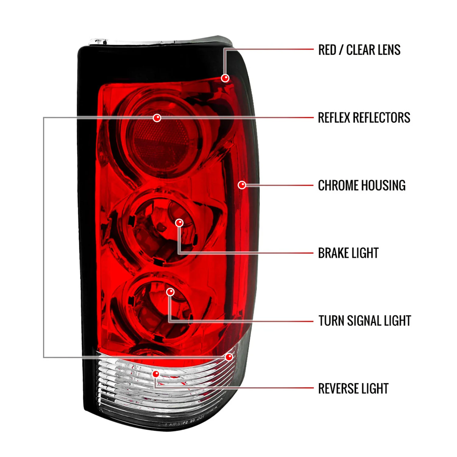 1999-2002 Chevy Silverado/ 1999-2006 GMC Sierra Tail Lights - APC Chrome/Red - Image 8