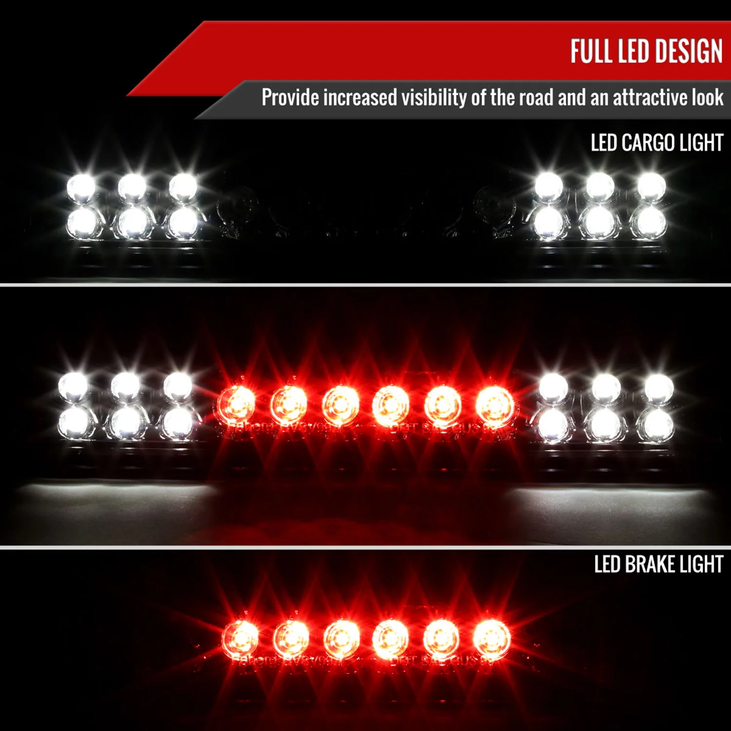 1999-2002 Chevy Silverado/ 99-2006 GMC Sierra LED 3rd Brake Light Chrome/Smoke - Image 2