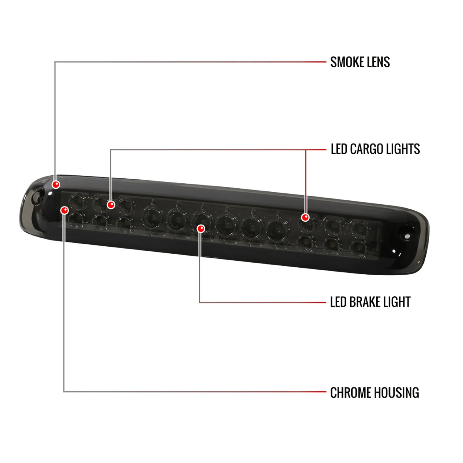1999-2002 Chevy Silverado/ 99-2006 GMC Sierra LED 3rd Brake Light Chrome/Smoke - Image 8