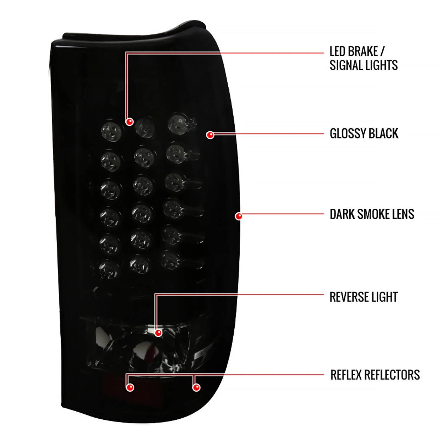 1999-2002 Chevy Silverado/ 99-2006 GMC Sierra LED Tail Lights Glossy Black/Smoke - Image 6