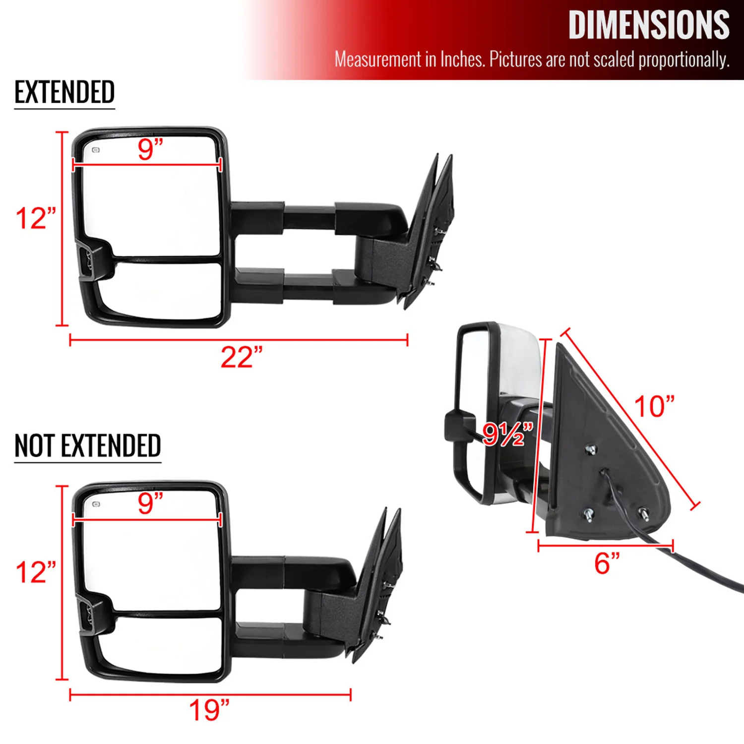 1999-2002 Chevy Silverado/Tahoe/Sierra/Yukon Heated Towing Mirrors Smoke - Image 8