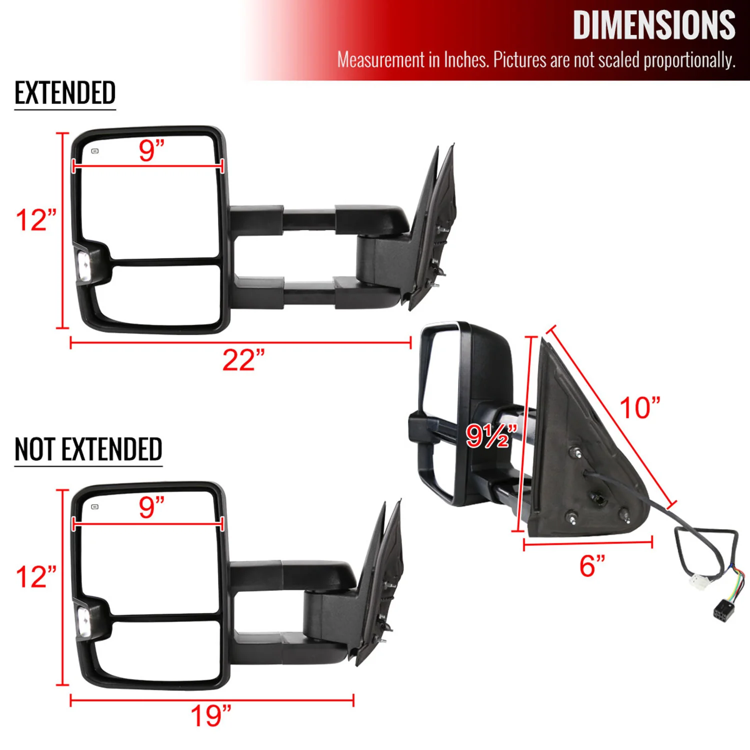 1999-2002 Chevy Silverado/Tahoe/Sierra/Yukon/XL Heated Towing Mirrors Smoke - Image 8