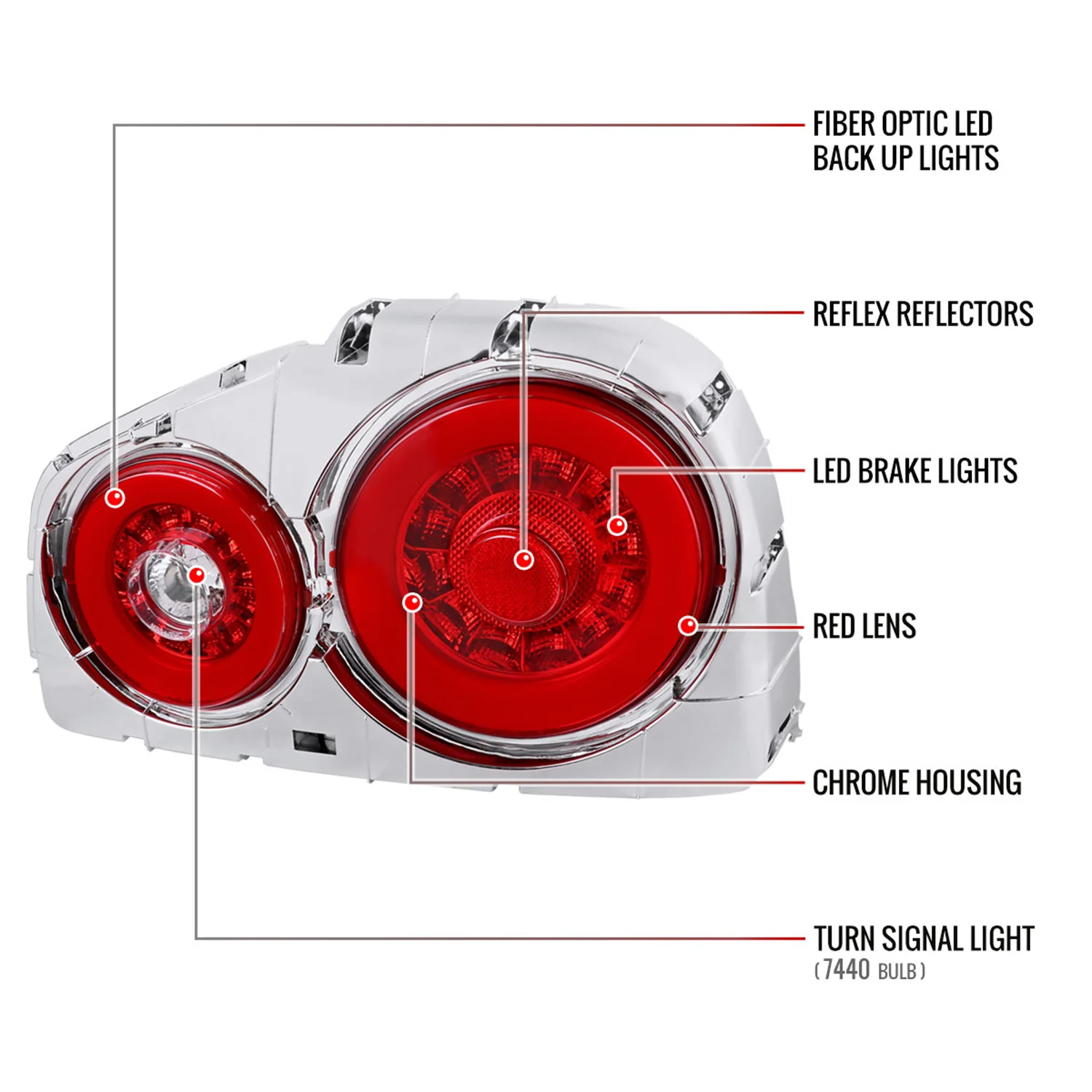 1999-2002 Nissan Skyline GT R34 JDM Red LED Tail Lights Chrome/Red Lens - Image 8