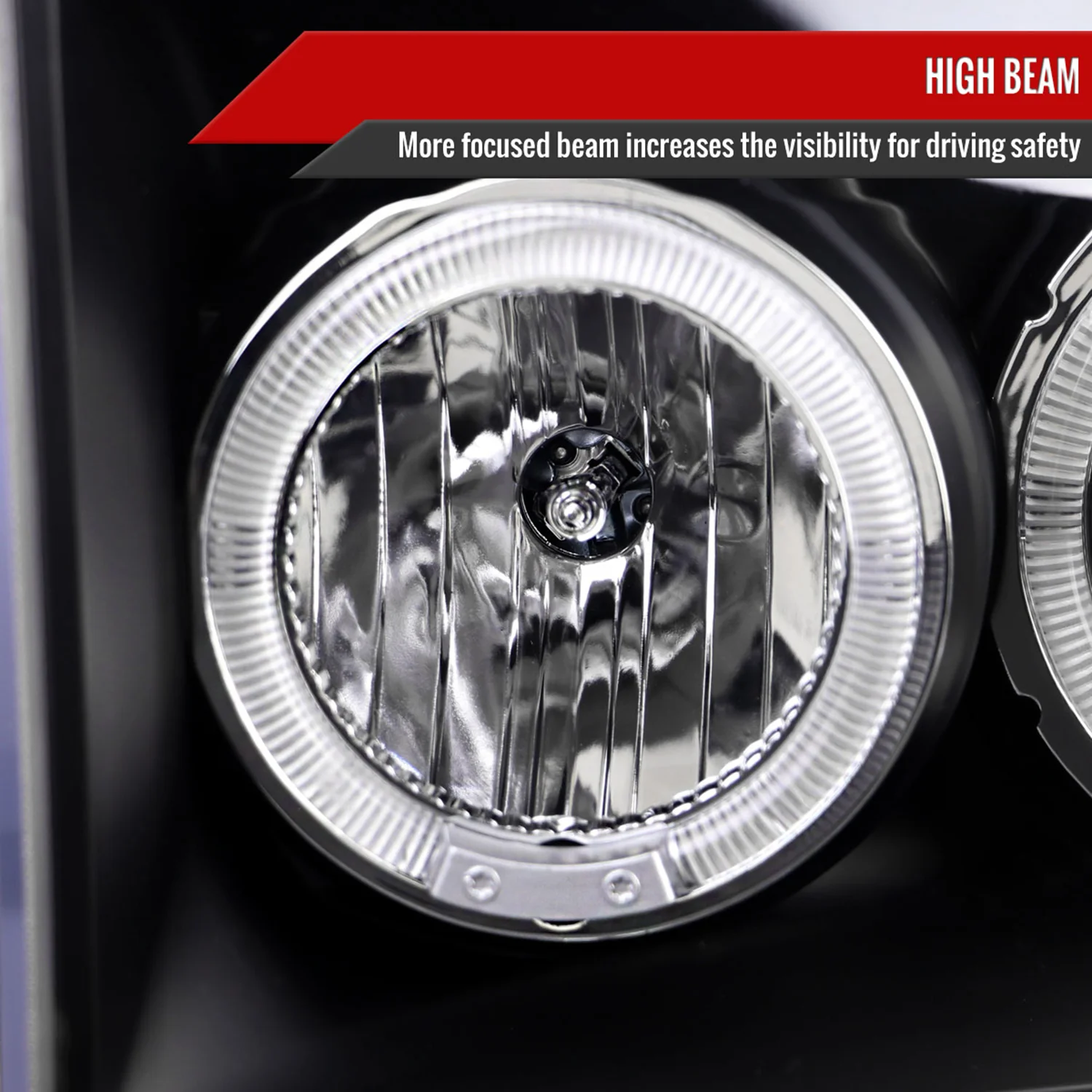 1999-2004 Ford Excursion F-250 F-350 F-450 F-550 Dual Halo Headlights Black - Image 4