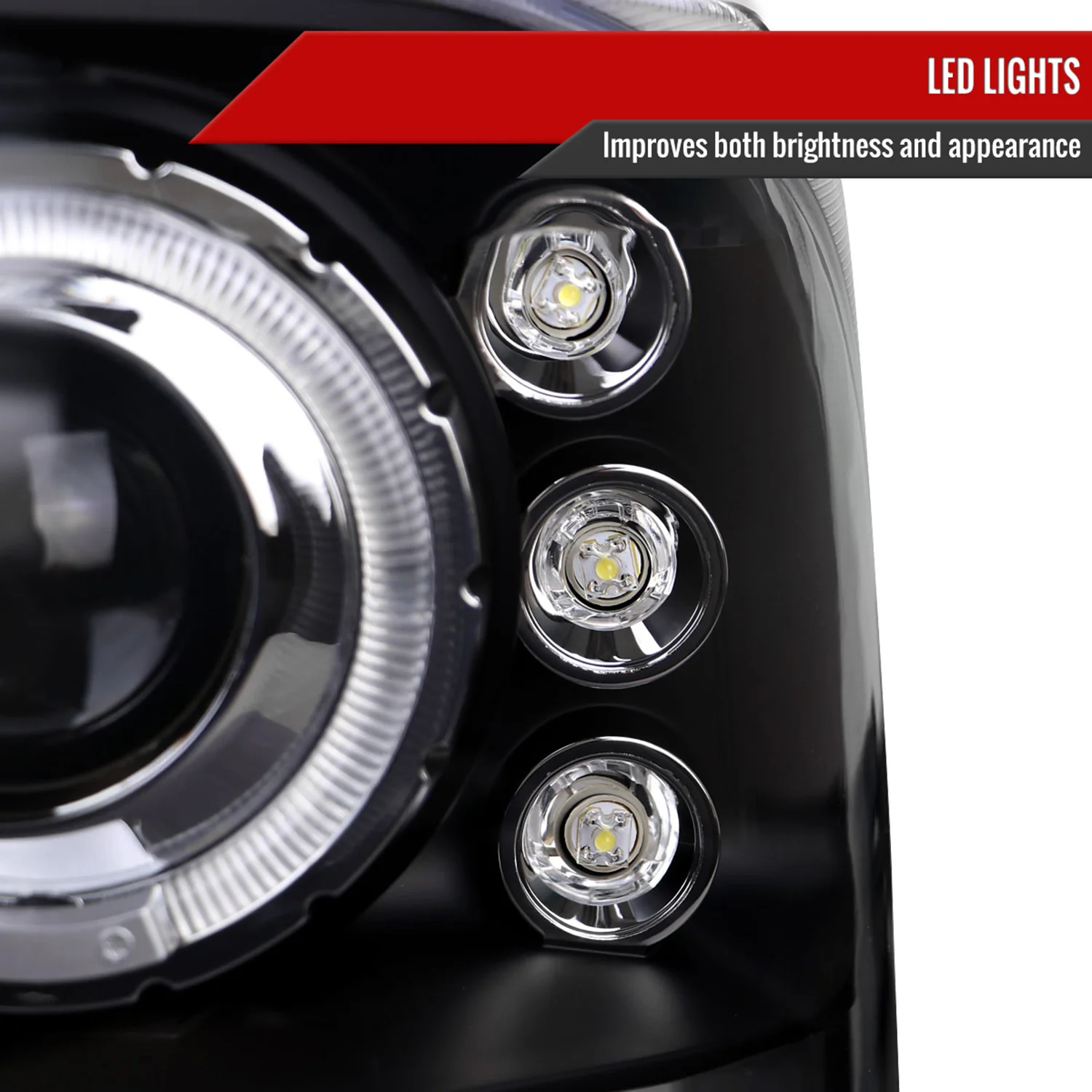 1999-2004 Ford Excursion F-250 F-350 F-450 F-550 Dual Halo Headlights Black - Image 5
