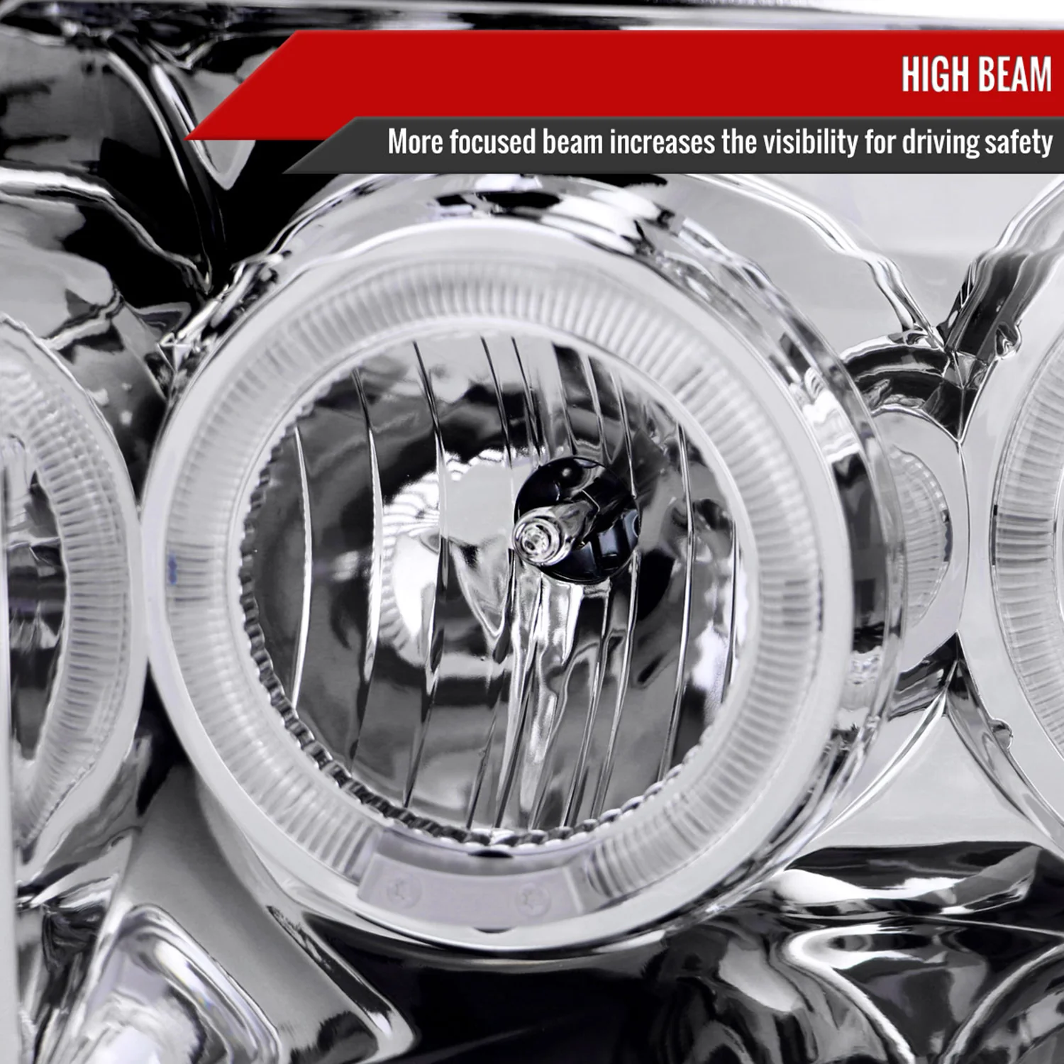 1999-2004 Ford Excursion F-250 F-350 F-450 F-550 Dual Halo Headlights Chrome - Image 4
