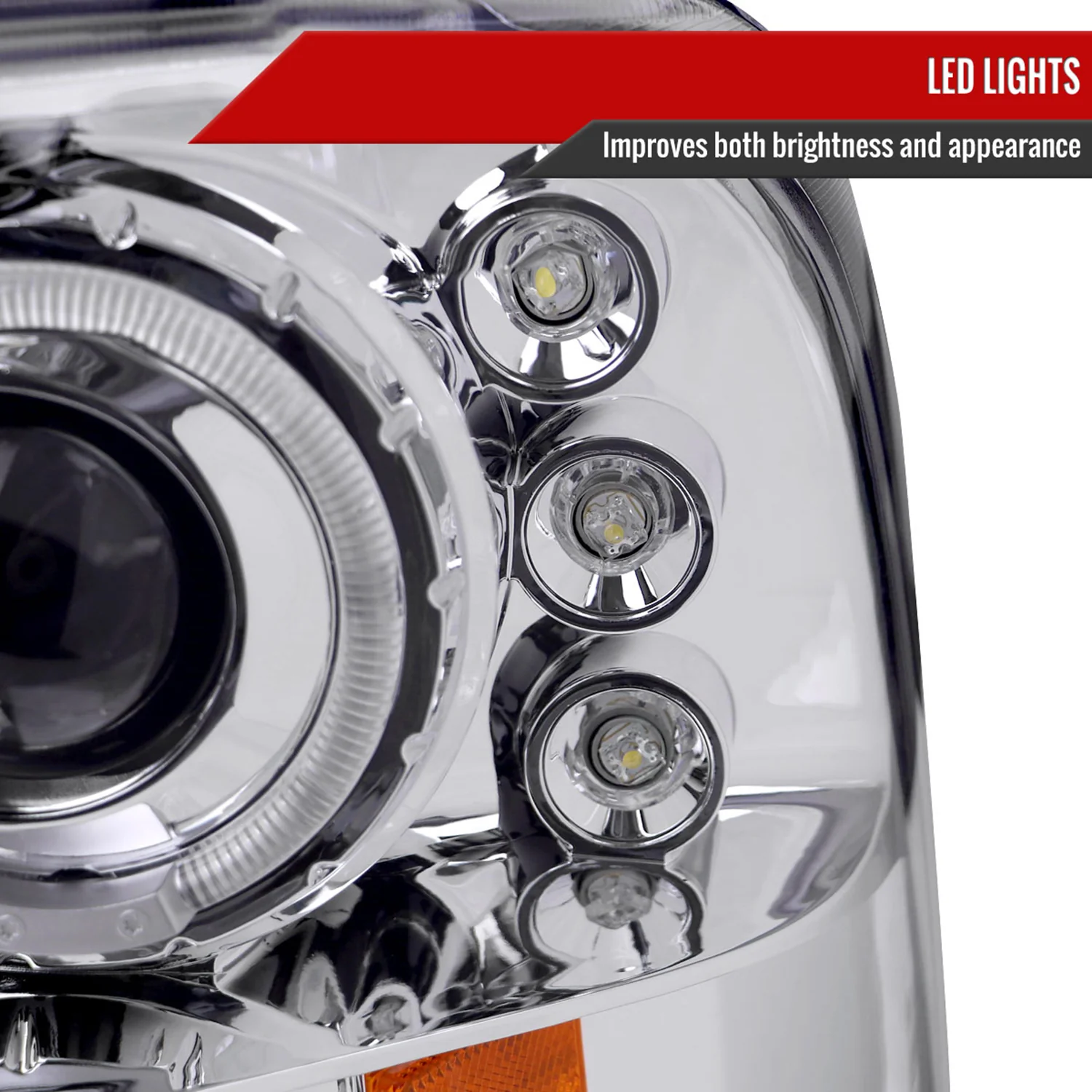 1999-2004 Ford Excursion F-250 F-350 F-450 F-550 Dual Halo Headlights Chrome - Image 5