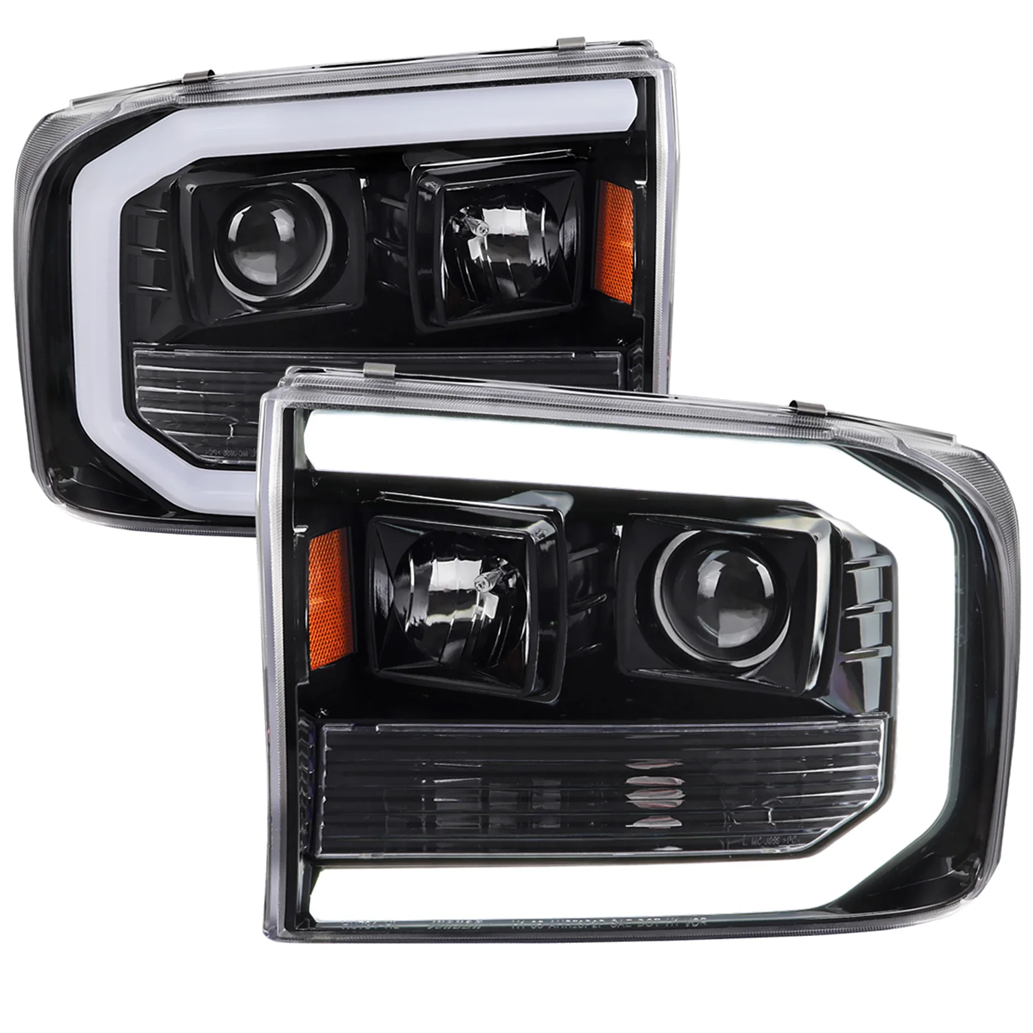 1999-2004 Ford F-250/350/450/550 /00-2004 Excursion LED Bar Headlights Black