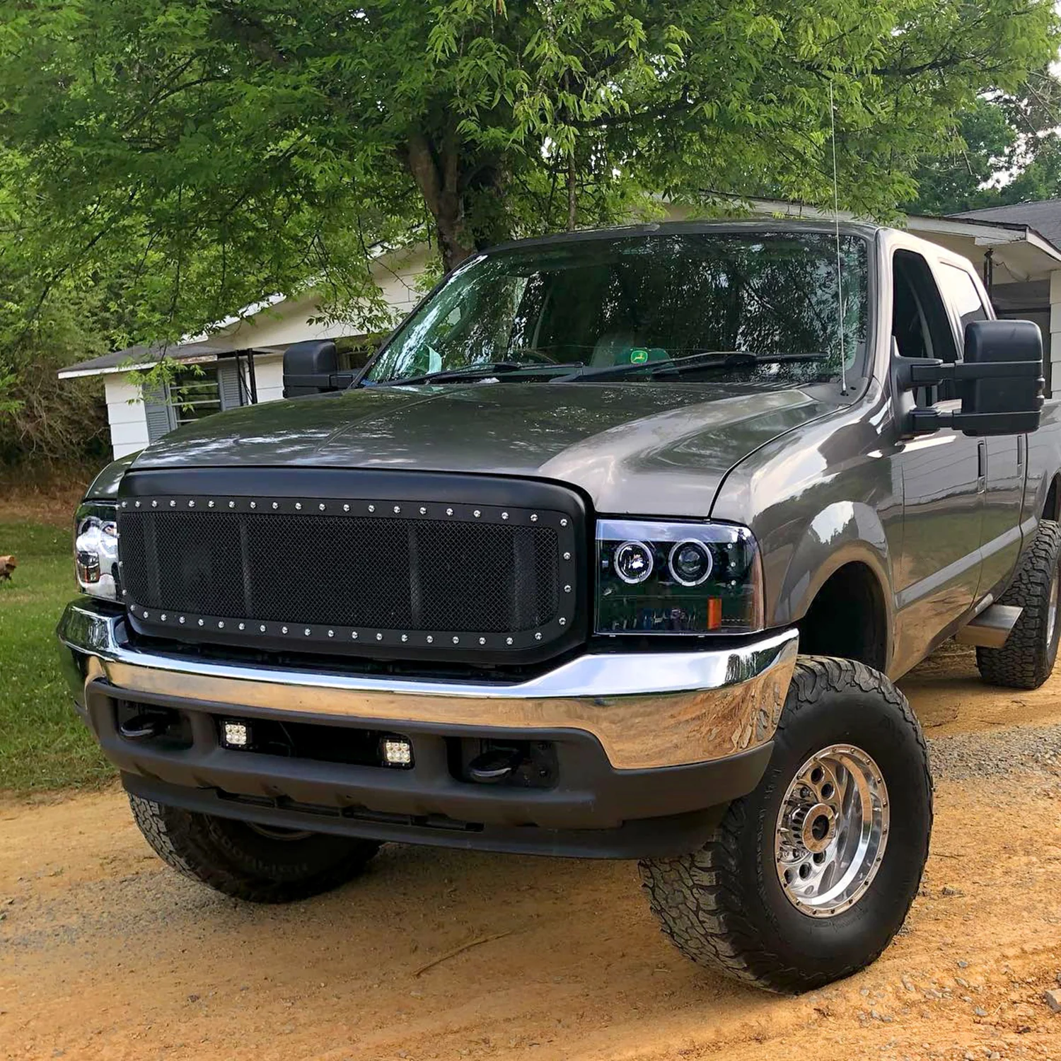 1999-2004 Ford F-250/350/450/550 Dual Halo Headlights Black - Image 10
