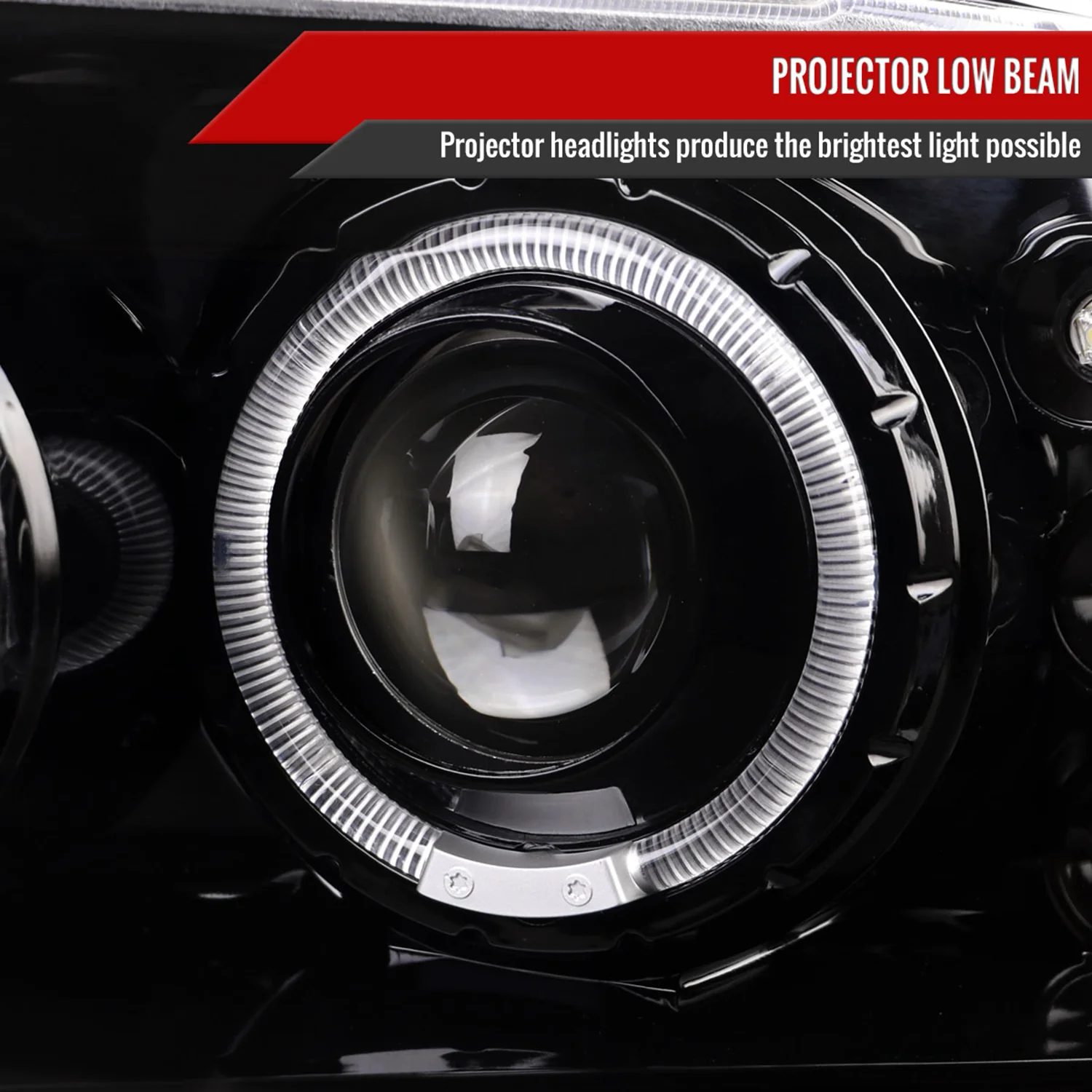1999-2004 Ford F-250/350/450/550 Dual Halo Headlights Black - Image 3