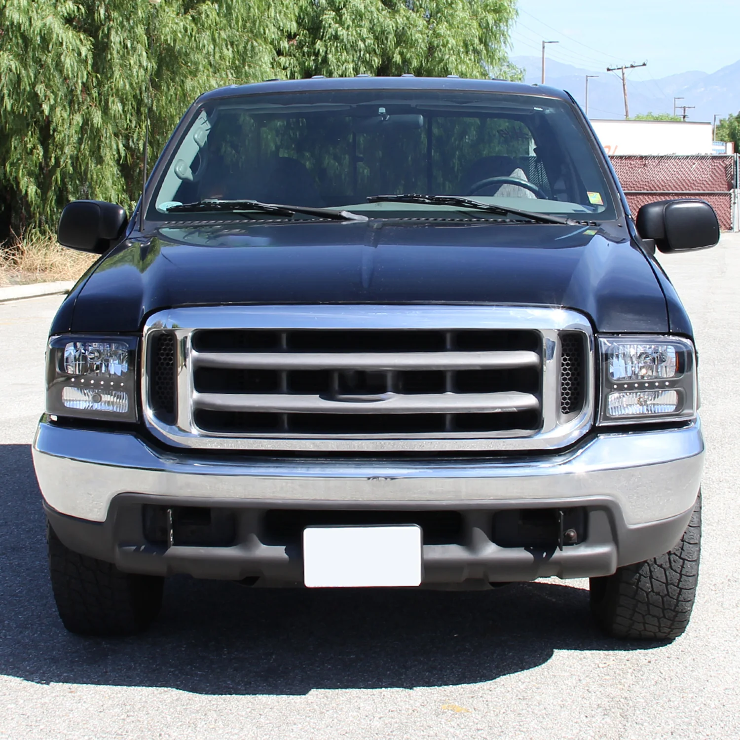 1999-2004 Ford F-250/350/450/550/Excursion Crystal Headlights LED Light Black - Image 10