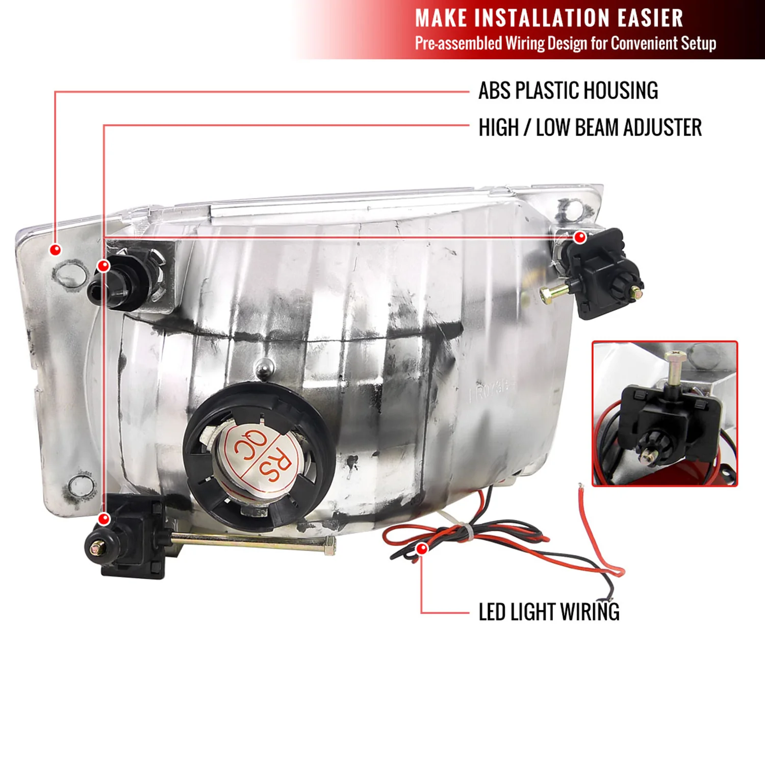 1999-2004 Ford F-250/350/450/550/Excursion Factory Headlights LED Light Chrome - Image 8