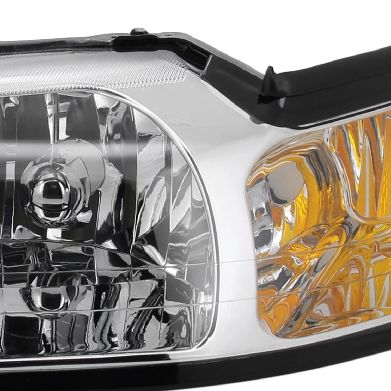 1999-2004 Ford Mustang Factory Headlights w/Amber Reflectors Chrome/Clear - Image 4