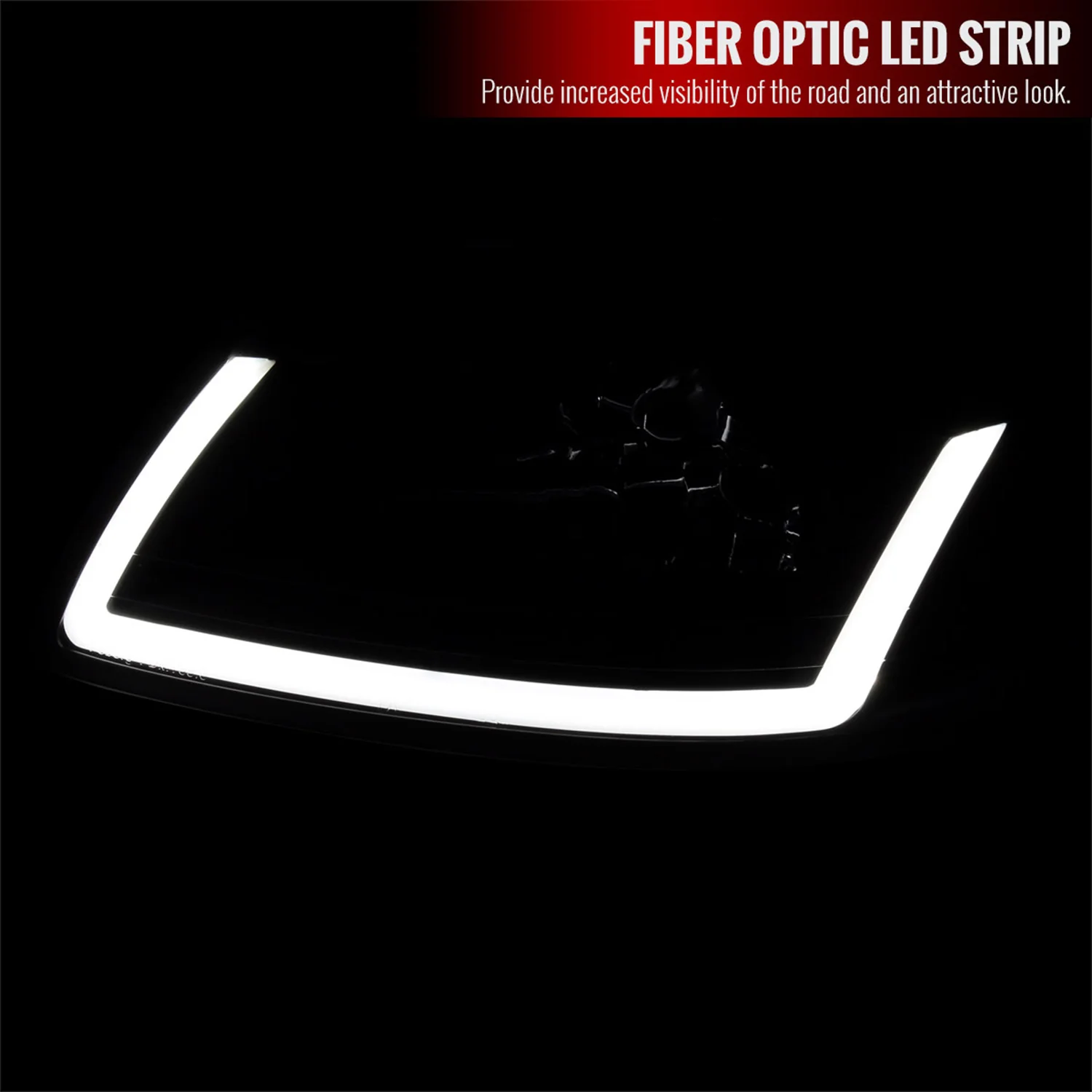 1999-2004 Ford Mustang LED Bar Factory Headlights Amber Reflector Matt Black - Image 2