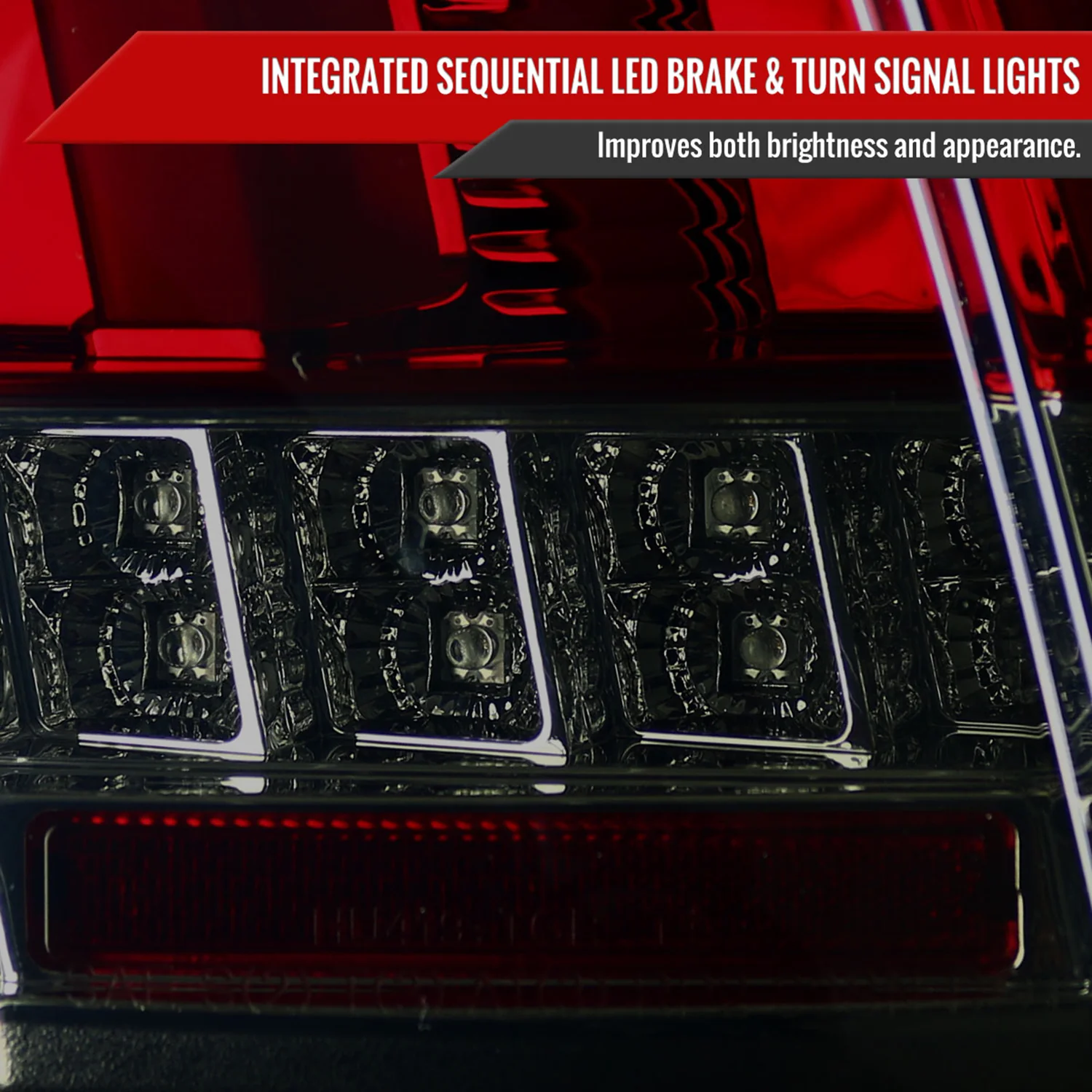 1999-2004 Ford Mustang Sequential LED Tail Lights Chrome/Red Smoke Lens - Image 4