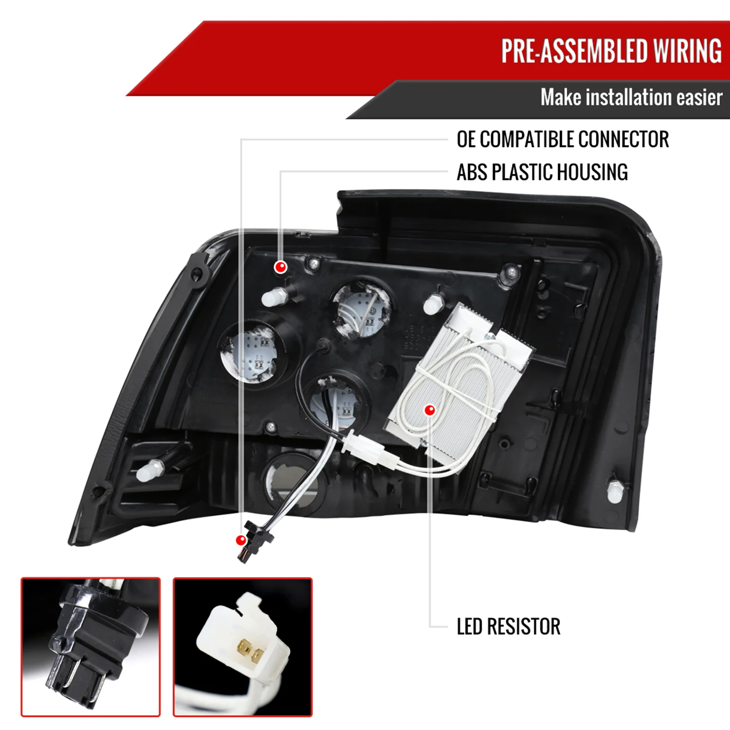 1999-2004 Ford Mustang Sequential LED Tail Lights - RS Chrome/Smoke Lens - Image 7