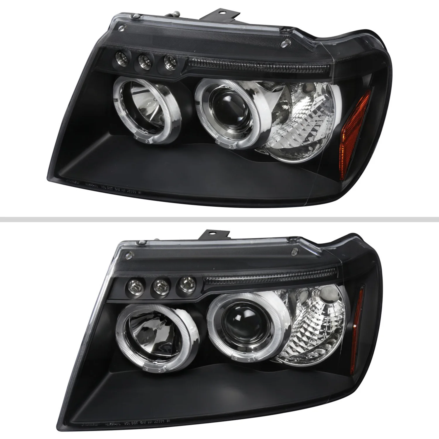 1999-2004 Jeep Grand Cherokee Dual Halo Projector Headlights Matte Black/Clear - Image 2