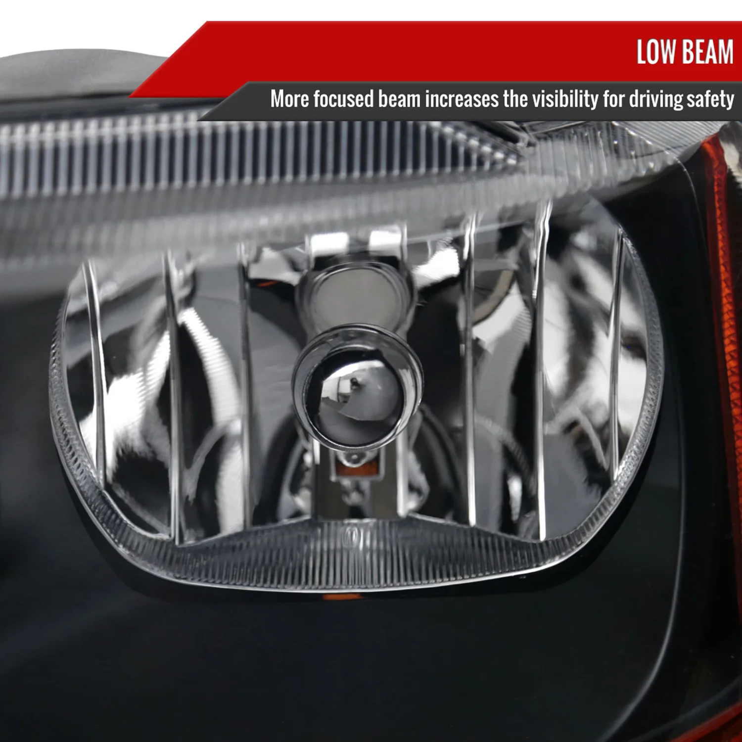 1999-2004 Jeep Grand Cherokee Factory Crystal Headlights Matt Black/Clear - Image 3