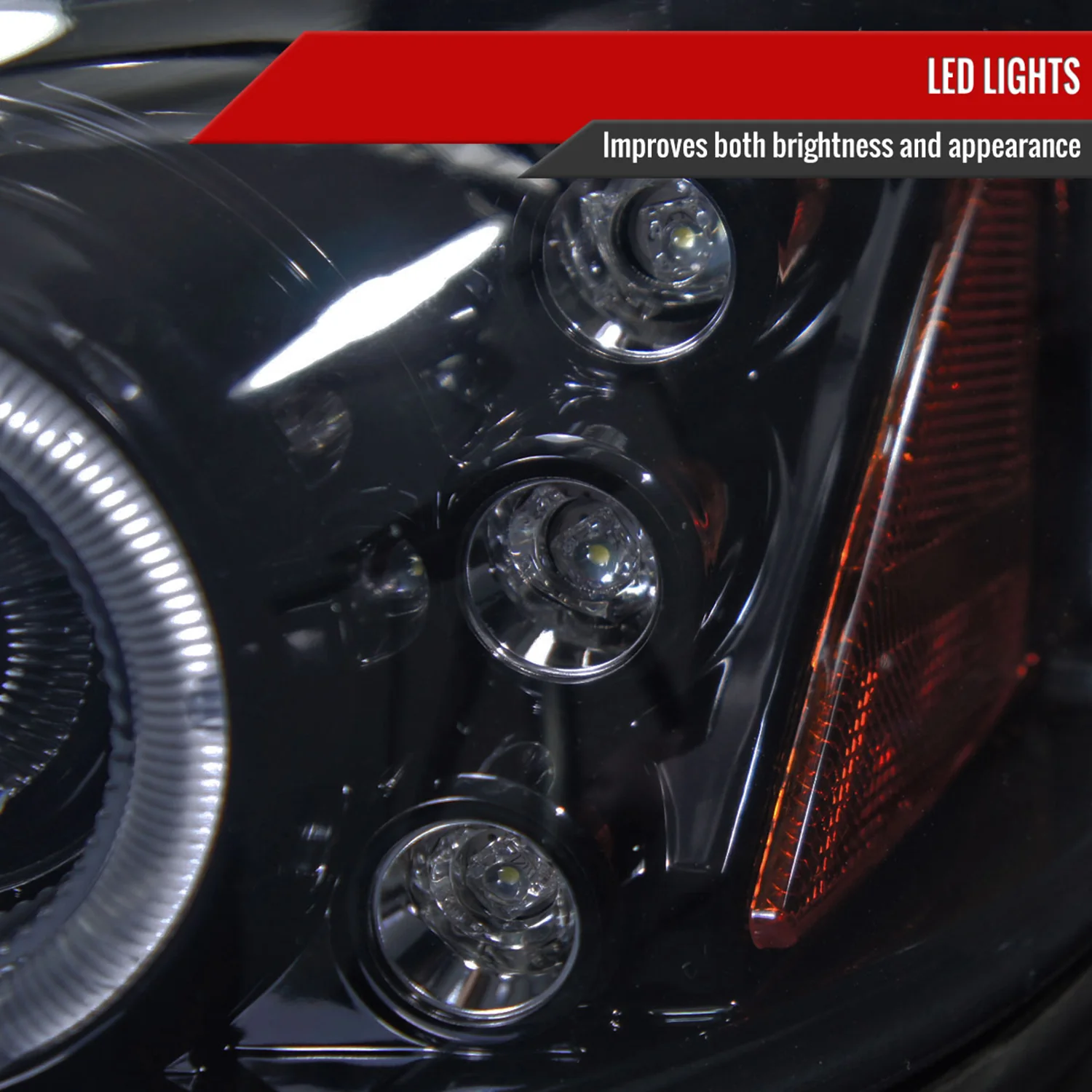 1999-2005 Pontiac Grand AM Dual Halo Projector Headlights Glossy Black/Smoke - Image 6