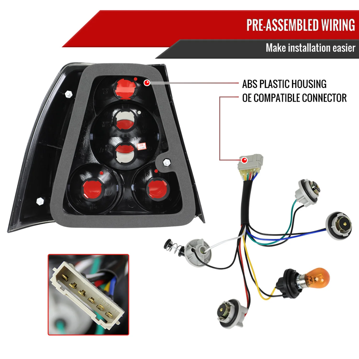 1999-2005 VW Jetta/Bora Mk4 Sedan Tail Lights Matte Black/Clear Lens - Image 7