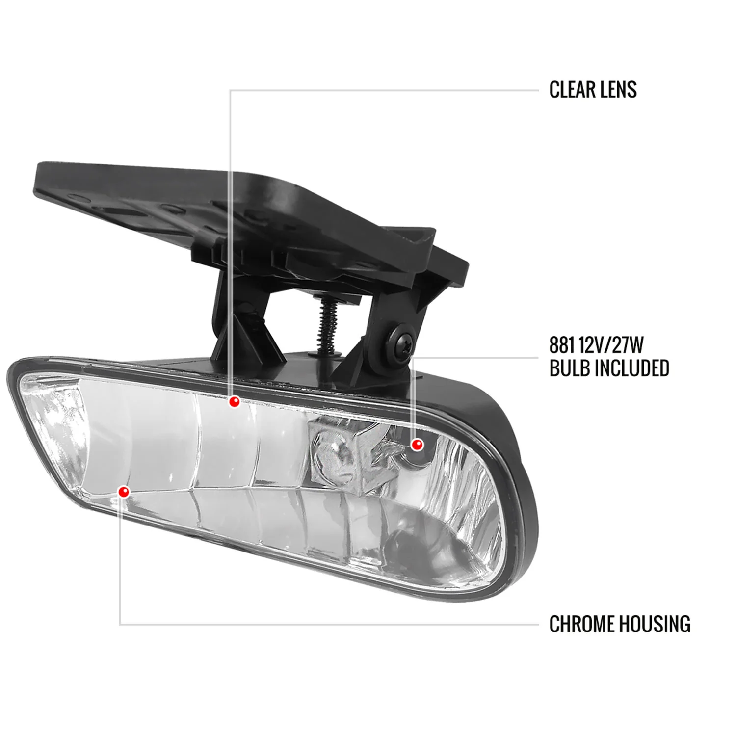 1999-2006 GMC Sierra/Yukon XL 12V/27W 881 Fog Lights Mounting Brackets Chrome - Image 8